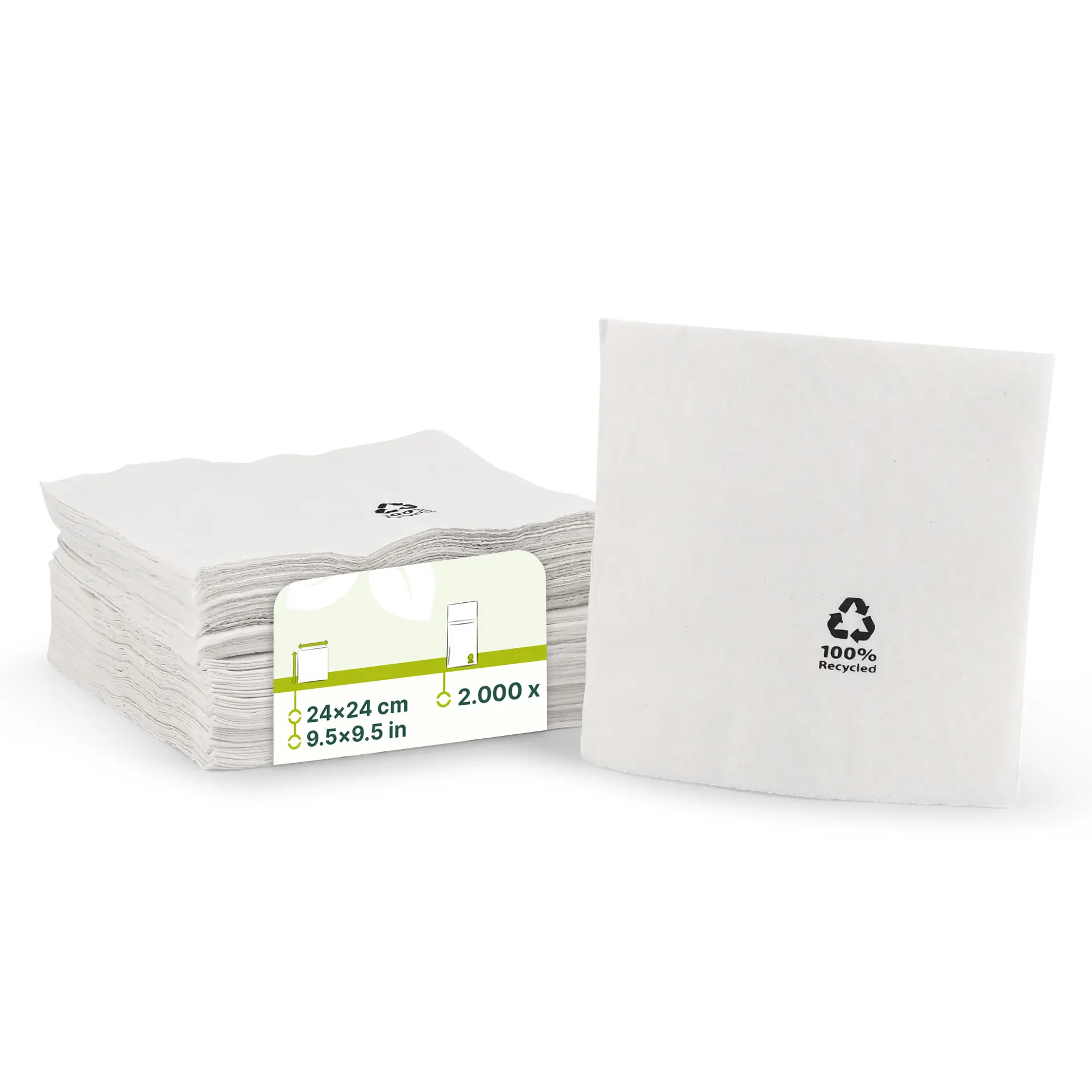 Cocktail napkins recycled paper 24 x 24 cm, 2-ply, 1/4 fold, white Cocktail napkins recycled paper 24 x 24 cm, 2-ply, 1/4 fold, white