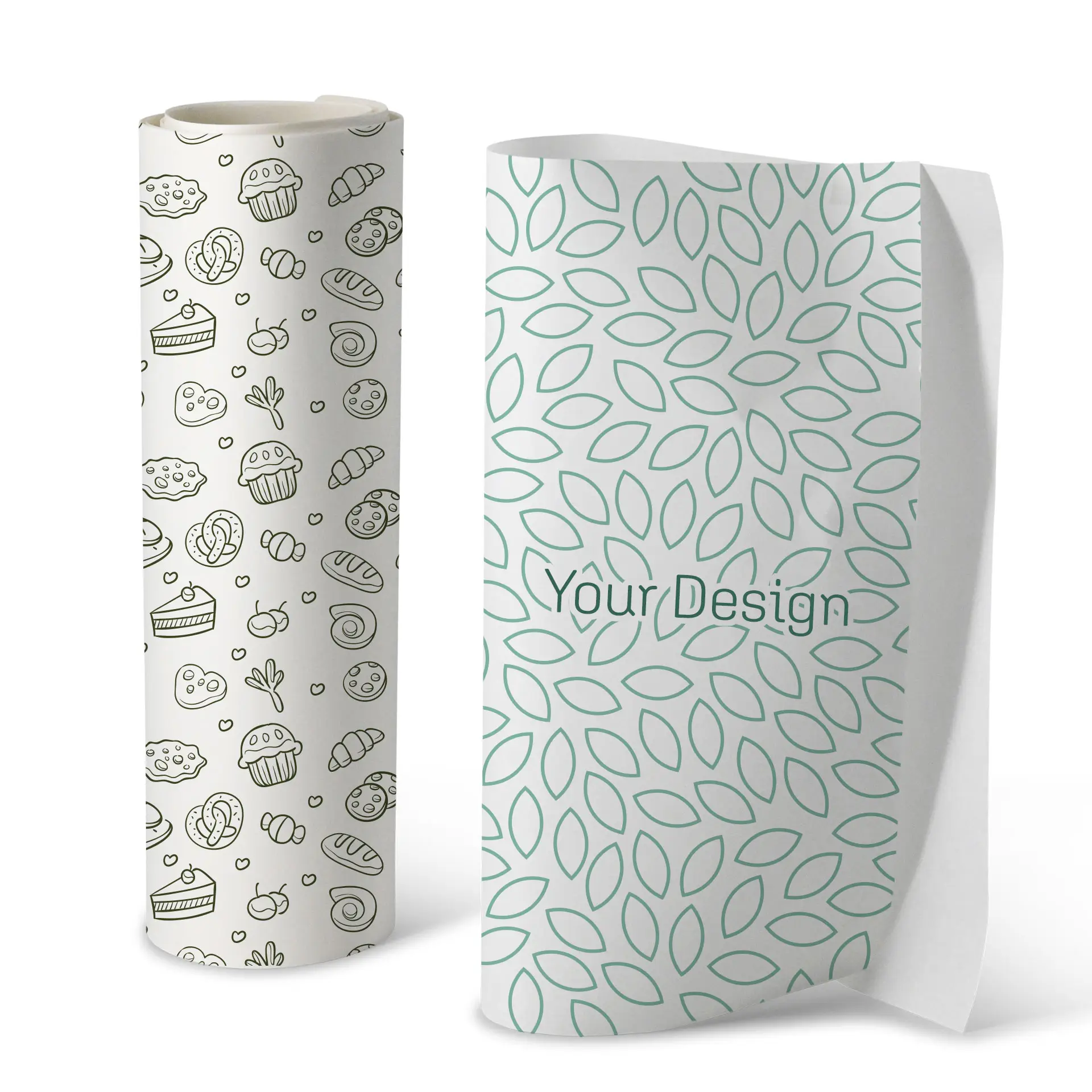 Printed wrapping paper, 43 cm x 33.4 cm, white