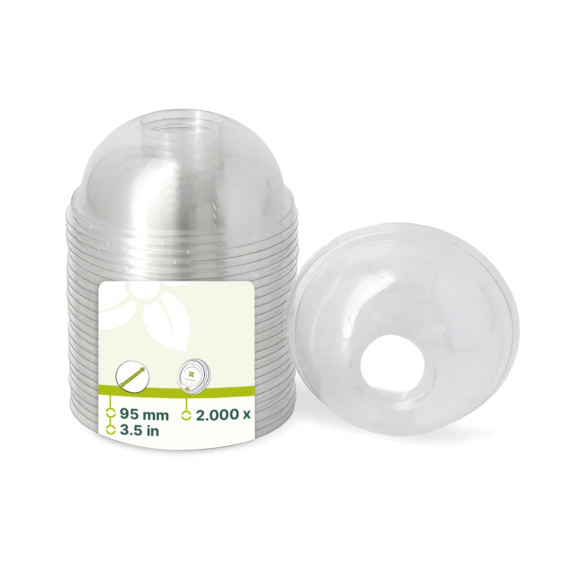 rPET dome lids Ø 95 mm, straw hole rPET dome lids Ø 95 mm, straw hole