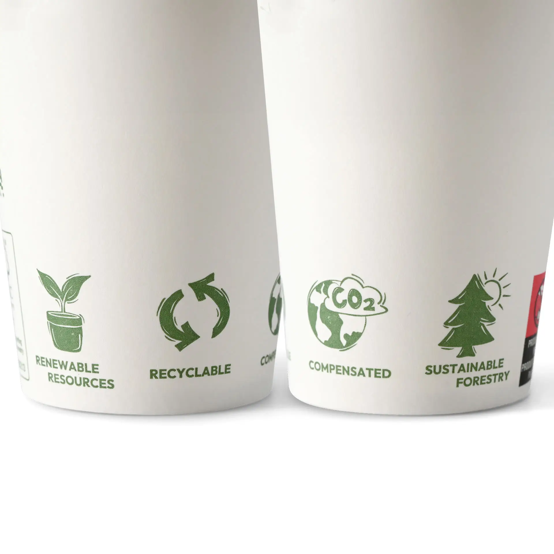 Vending Cup "EcoUp©" Icons, 180 ml / 7.5 oz, Ø 70 mm, single wall, white, PLA-coated