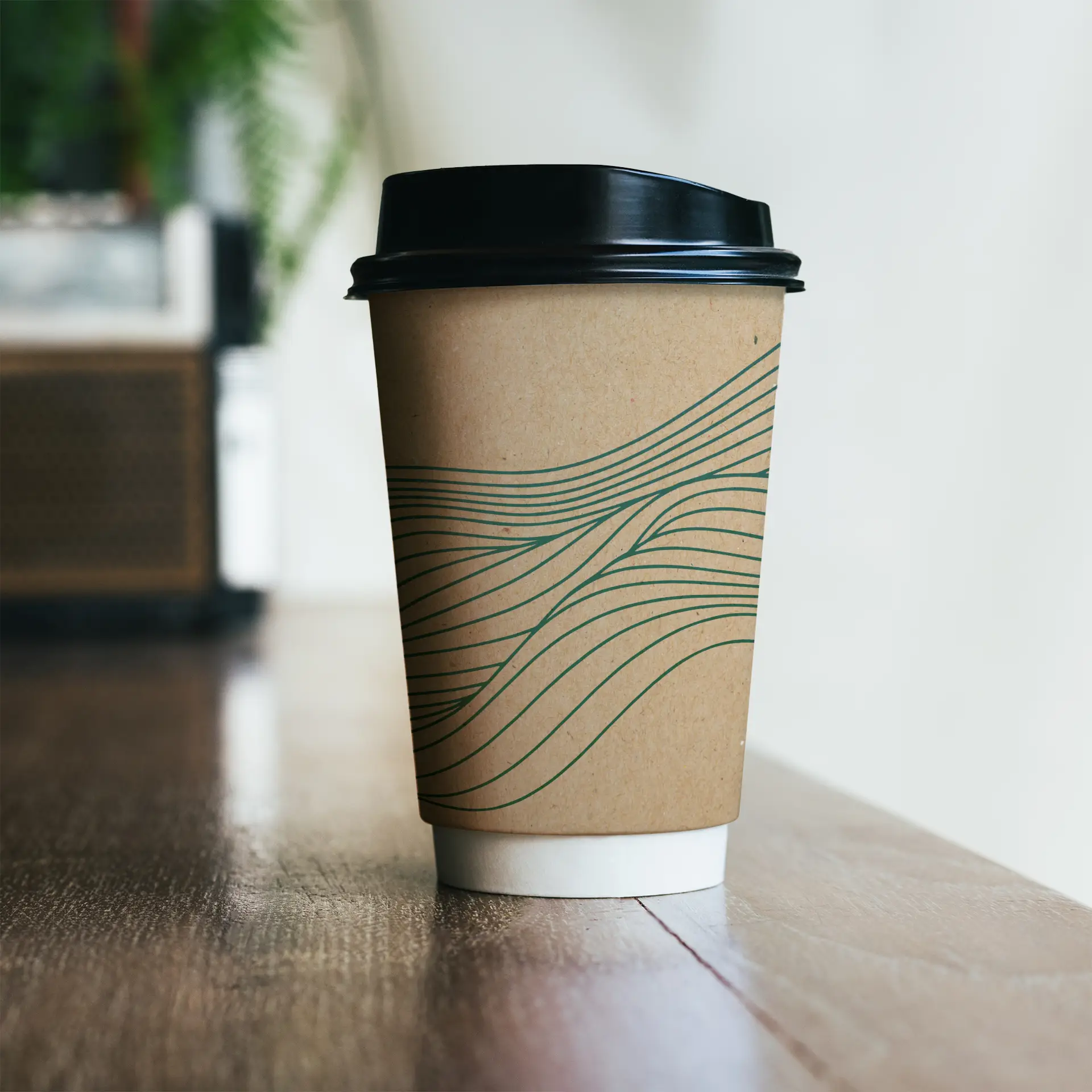 Custom Printed Paper Cups (Double-Walled) 400 ml / 16 oz, double-walled, brown / white, matt, PLA coating
