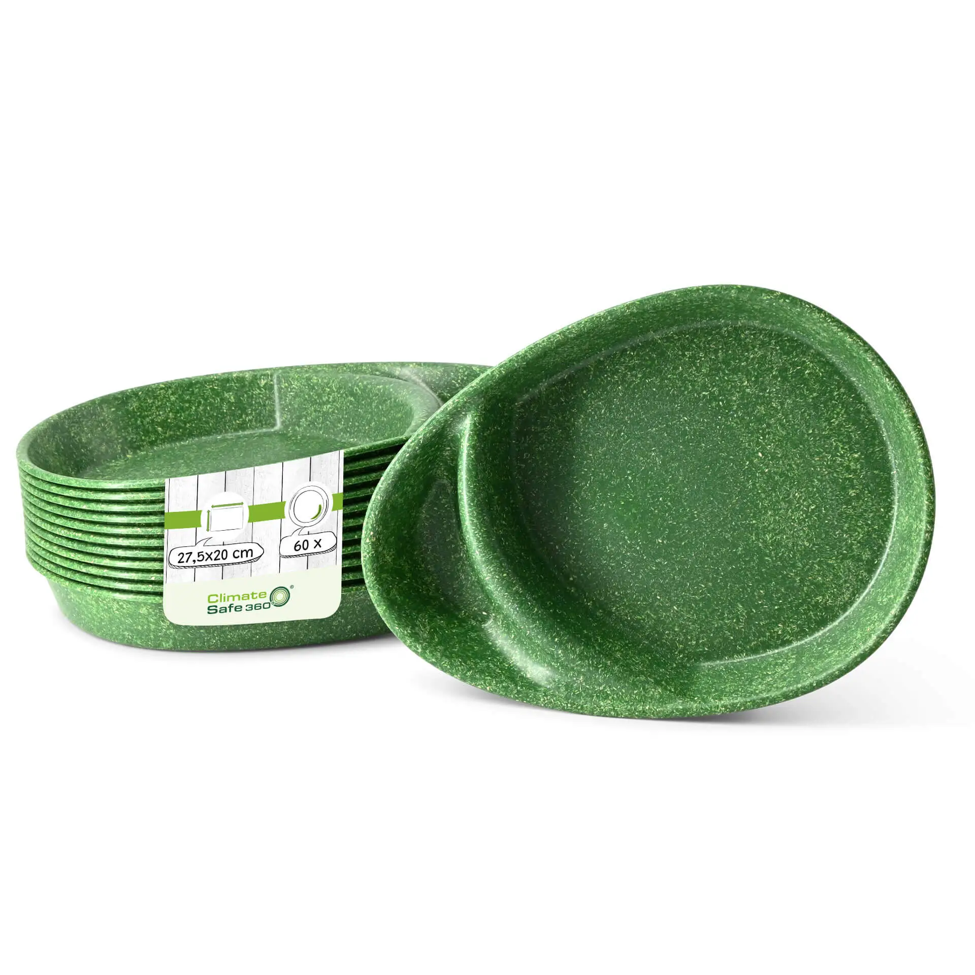 | 2 FOR 1 | Reusable divided plates "merways Plate" 27.5 × 20 × 3.5 cm, 2 compartments, teardrop, dark green
