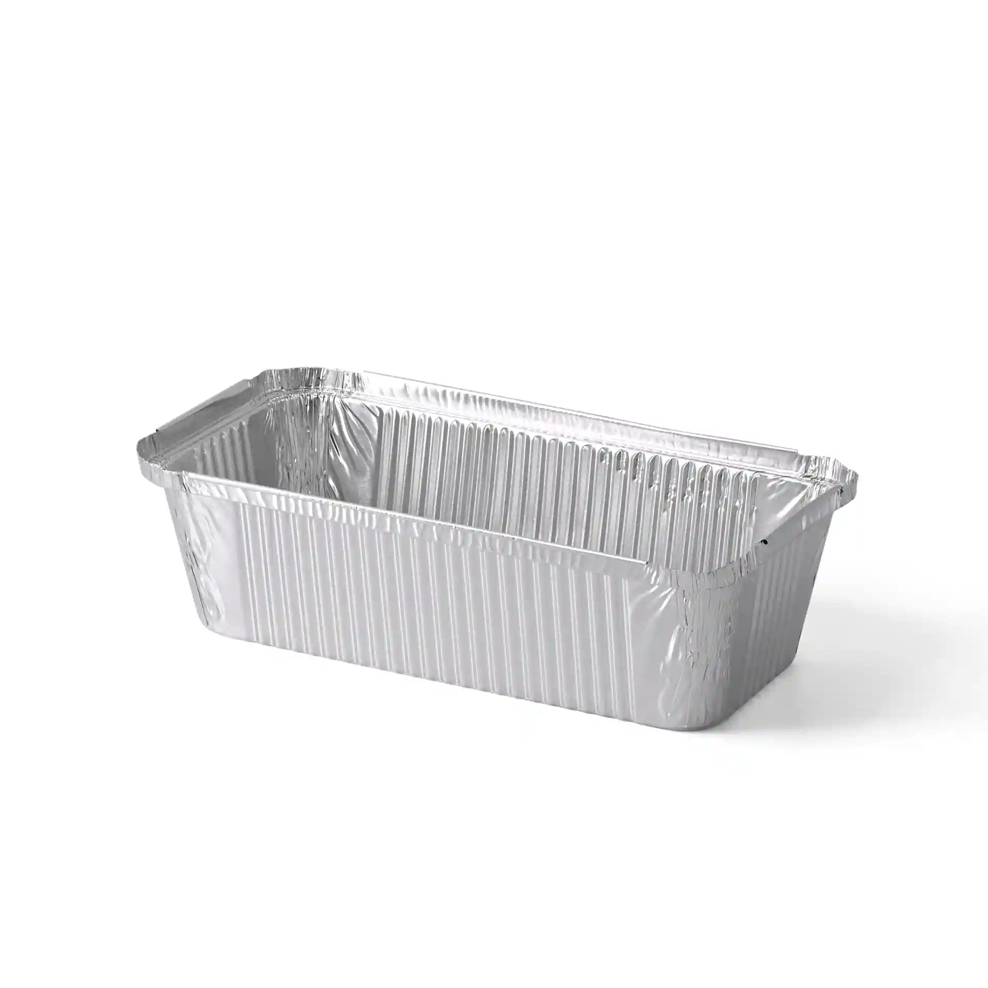 Rectangular aluminum container measuring 21.8 x 11.3 x 5.4 cm with a capacity of 900 ml.