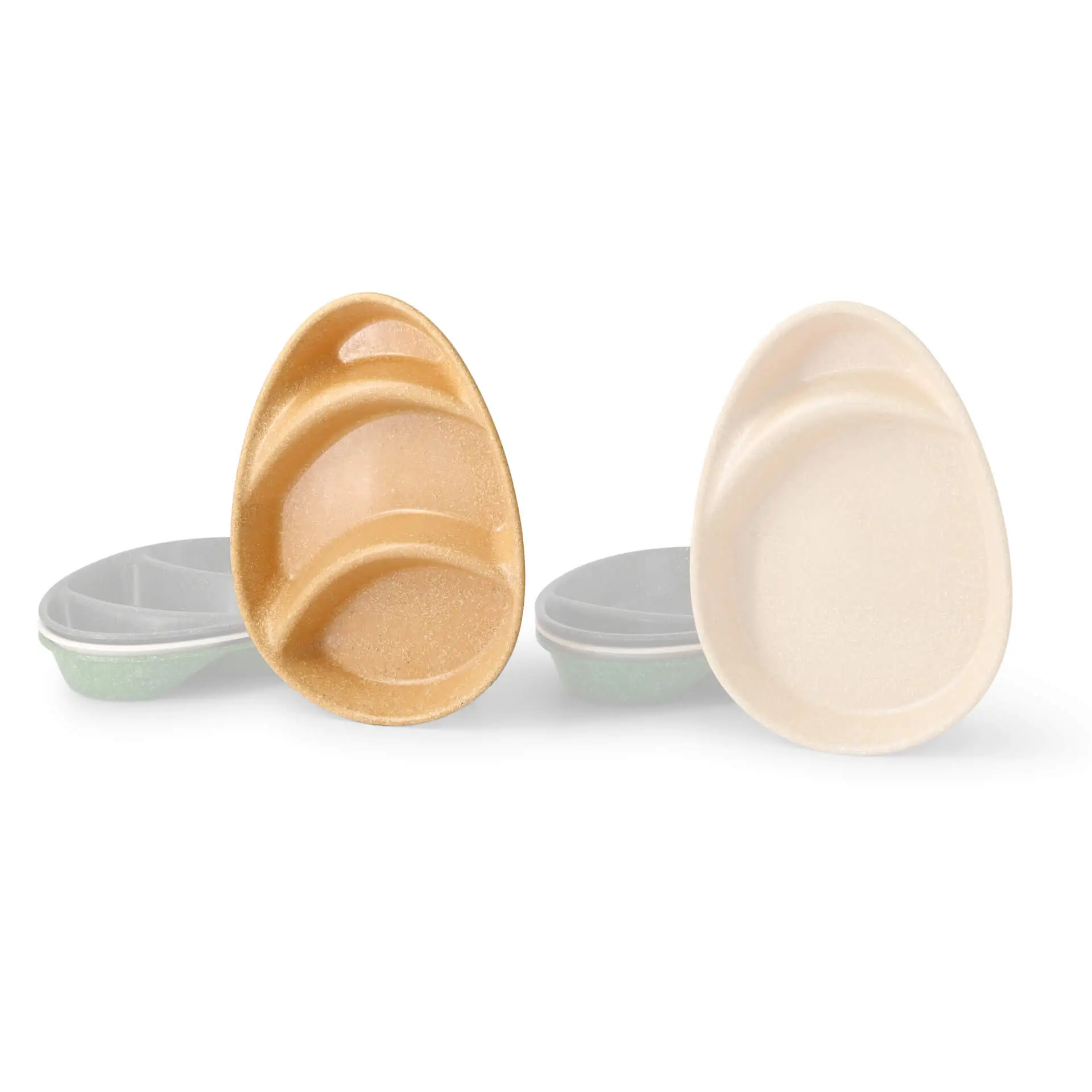 | 2 FOR 1 | Reusable menu-plates "merways Plate" 27.5 x 20 x 3.5 cm, 3 compartments, tear drop, caramell / brown