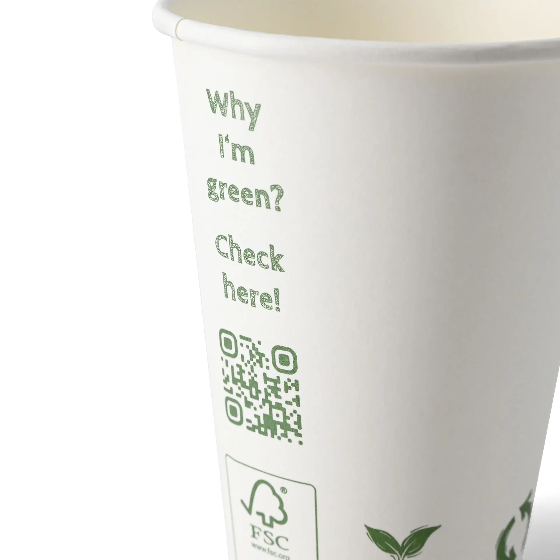 Vending Cup "EcoUp©" Icons, 180 ml / 7.5 oz, Ø 70 mm, single wall, white, PLA-coated