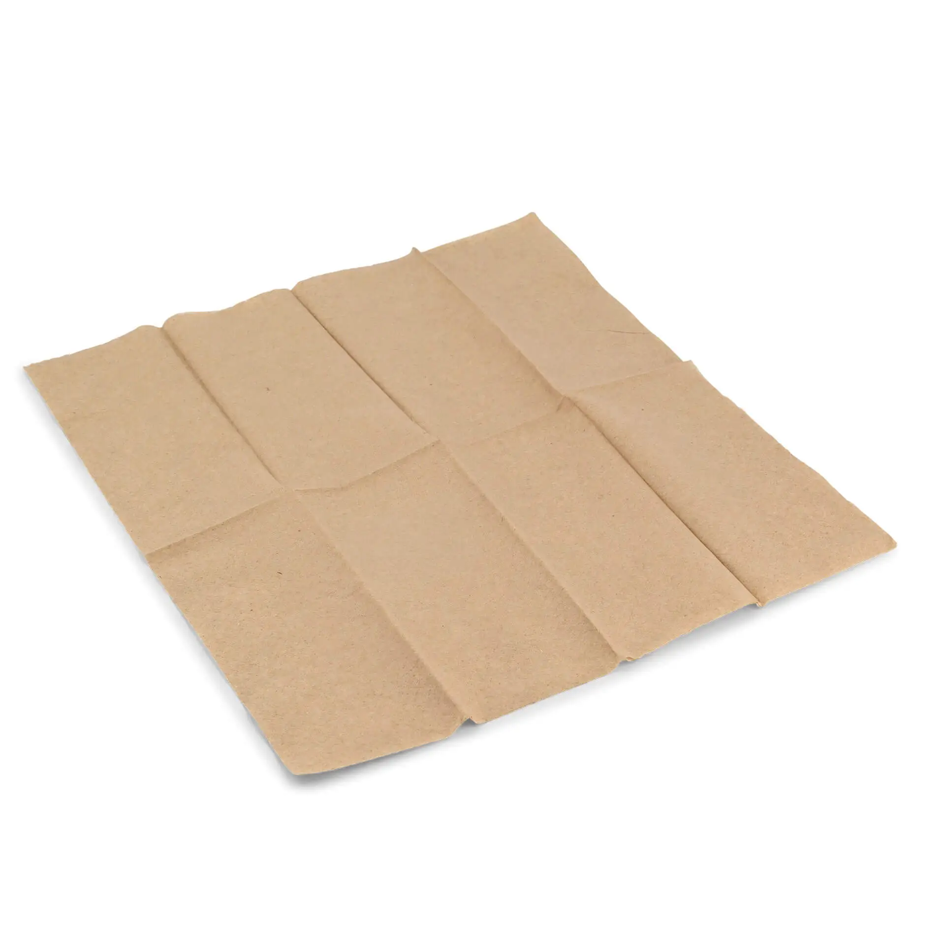 Rectangular unbleached recycled paper napkin, 32.5 x 32.5 cm, with a green label stating "Made by Nature".