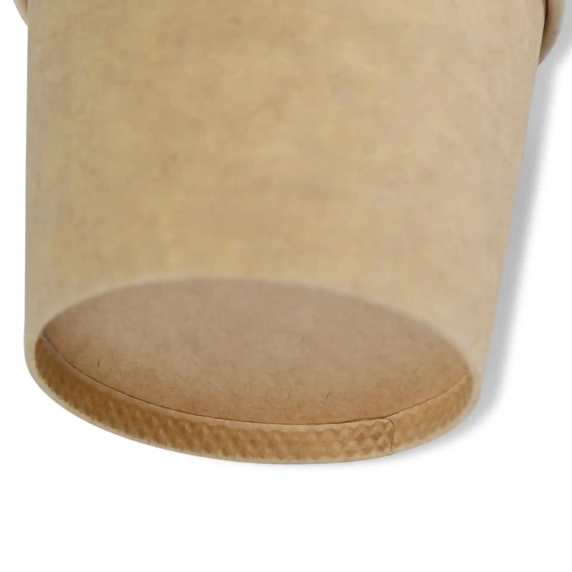 Brown paper portion cup with a diameter of 62 mm and an eco-friendly coating, showing the bottom and side.