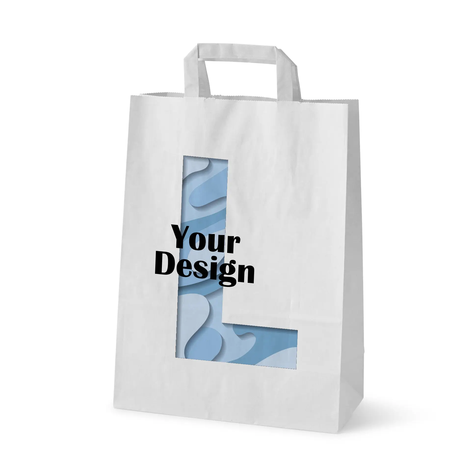 Print paper carrier bags, white, L - 26 x 12 x 35 cm