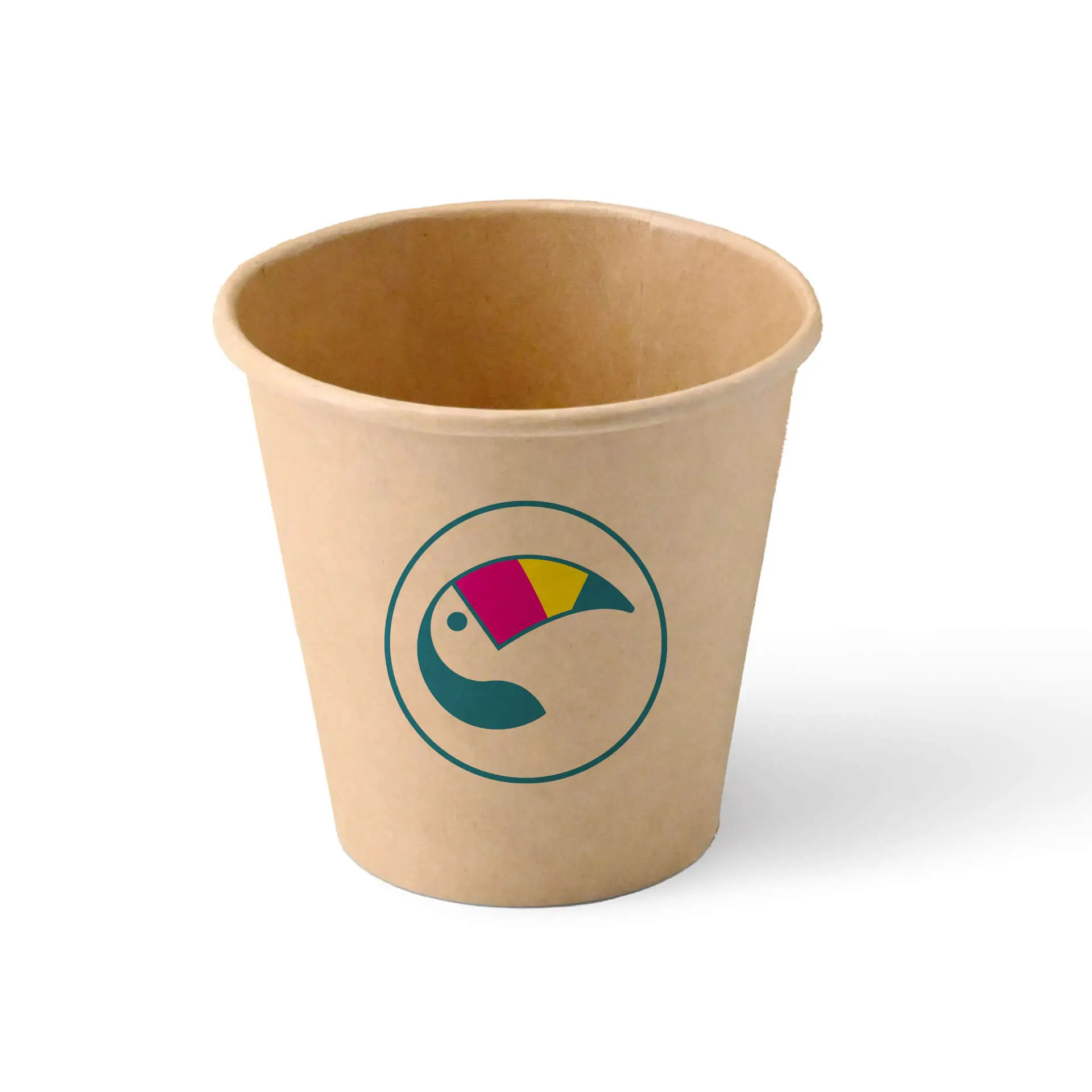 Paper cups with logo (single-wall), 50 ml / 6 oz, brown, PLA coated