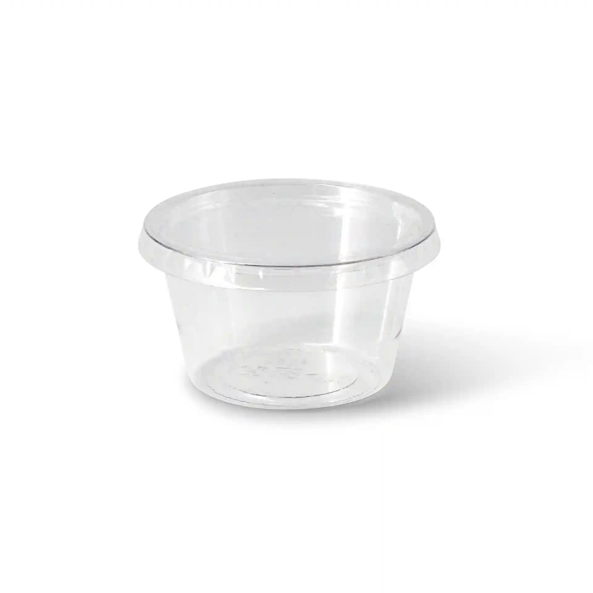Clear PLA portion cup with a diameter of 70 mm and a height of 40 mm, holding 80 ml.