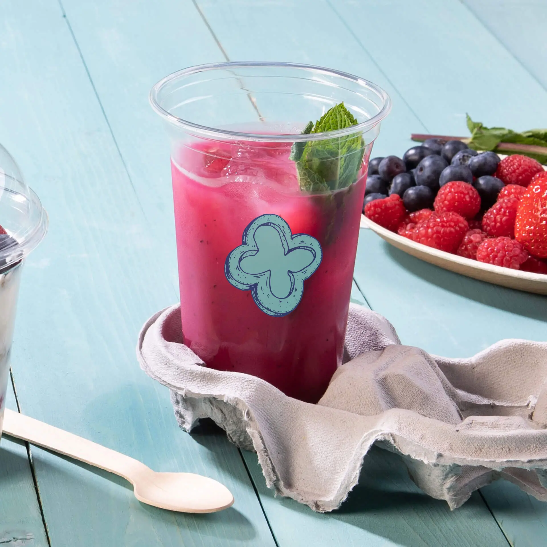 20 oz rPET custom printed cups, clear