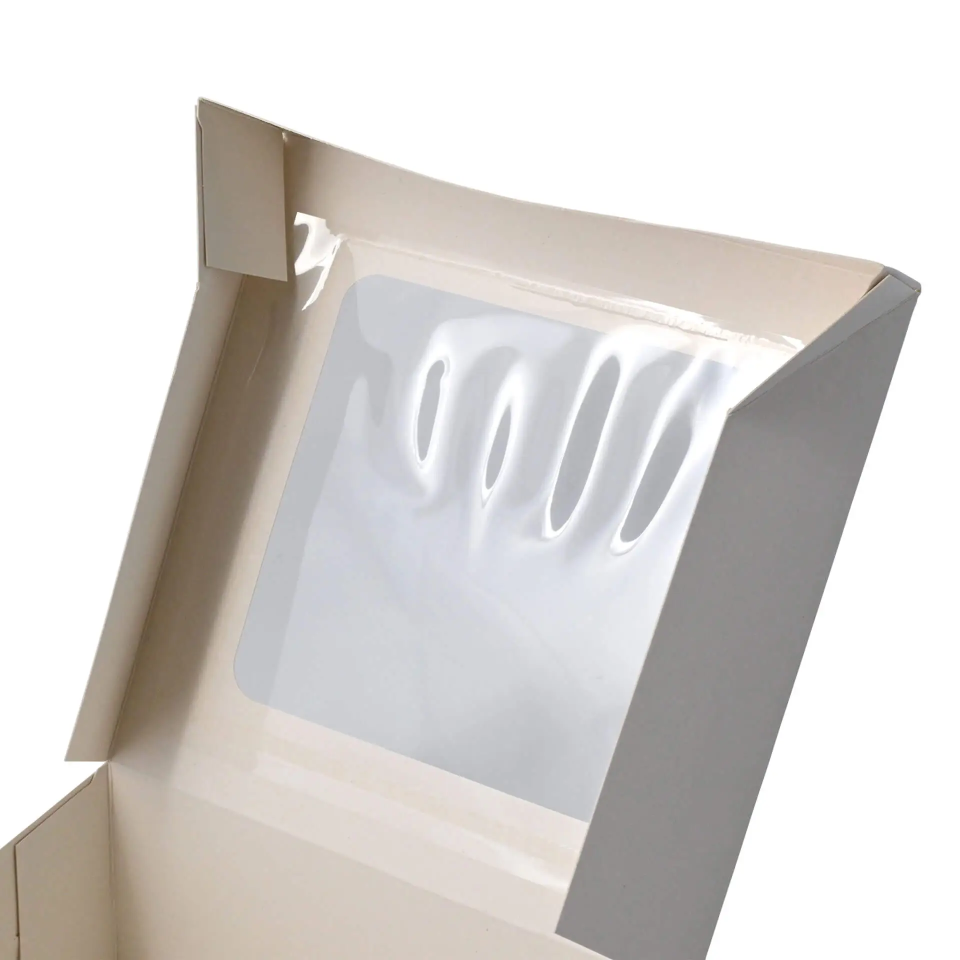 Pastry-boxes 18 x 18 x 7,5 cm, cellulose-window, white