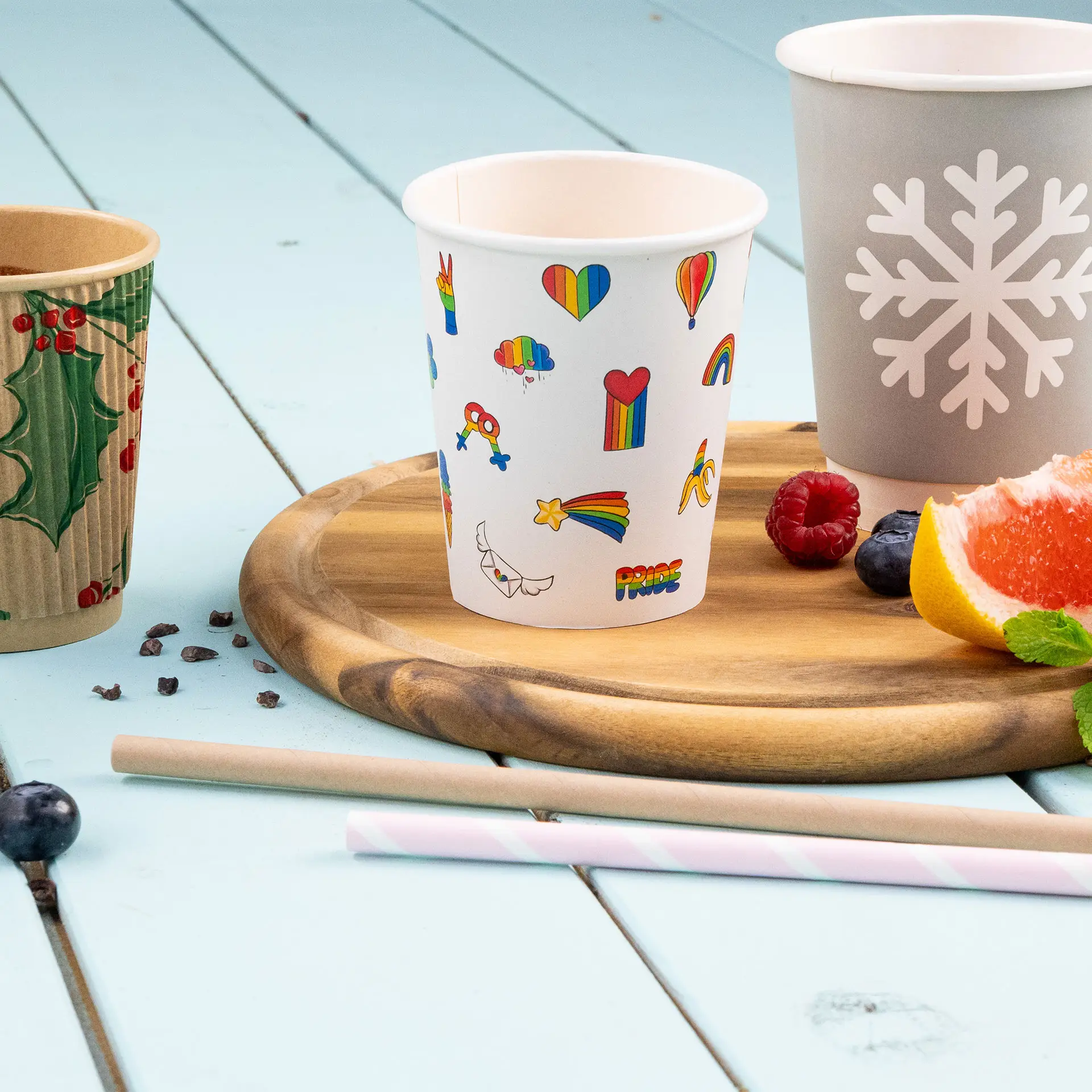 8 oz Paper cup printed with "Pride", Ø 80 mm, white