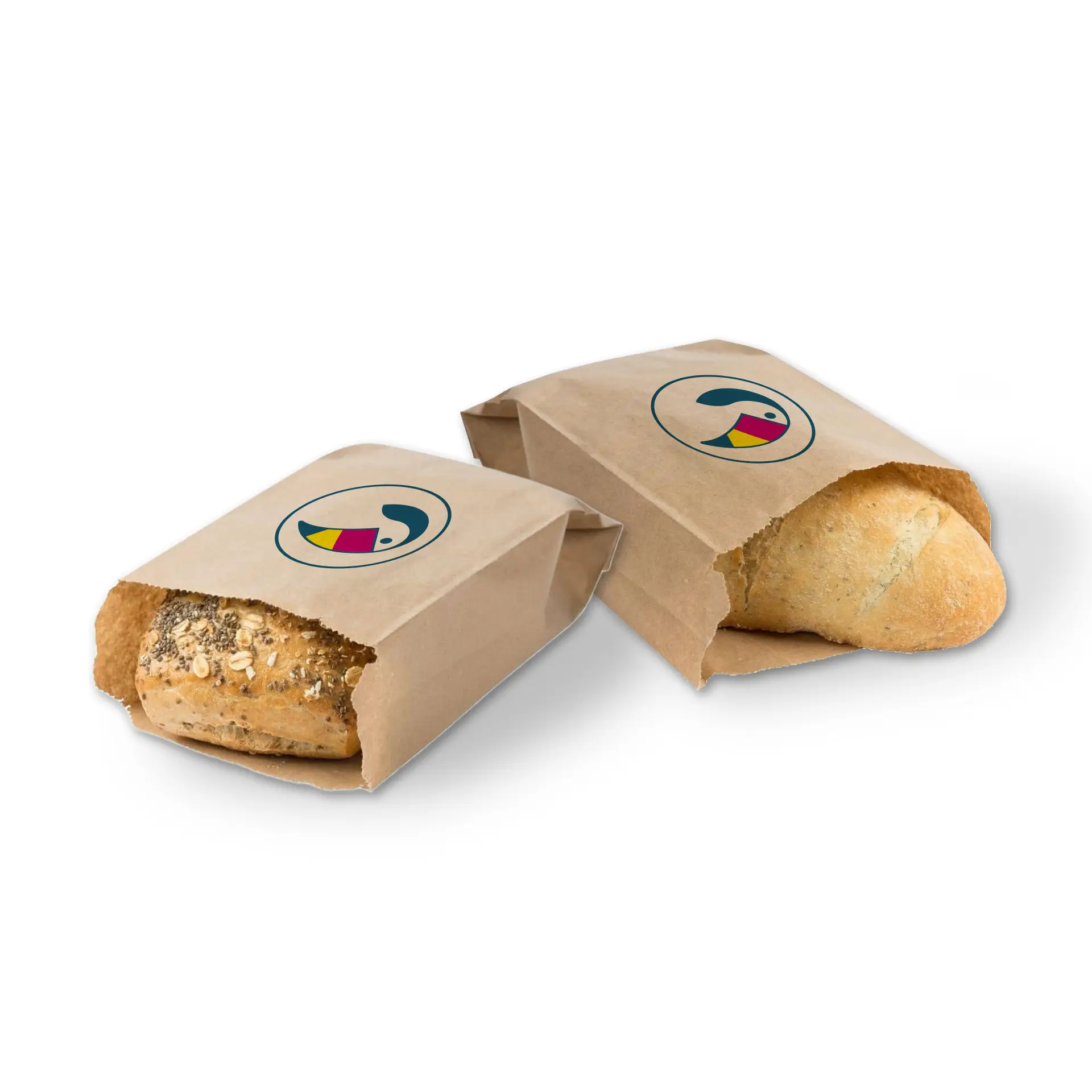 Printed bread bags, brown, 15 x 6 x 29 cm