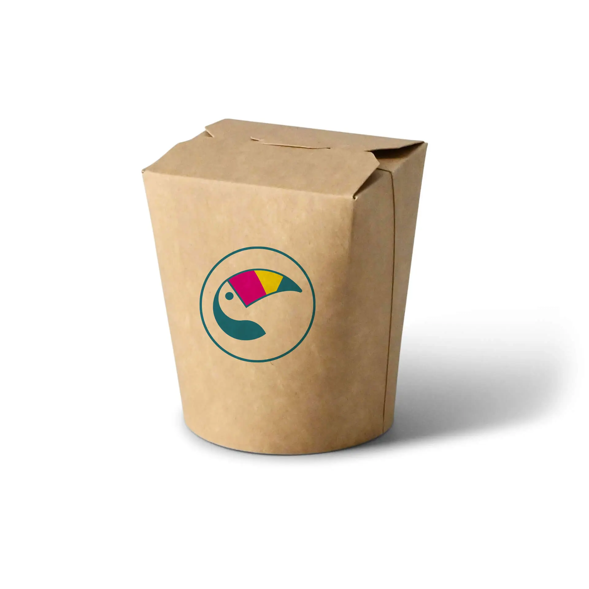 Printed noodle box, 400 ml, brown, PLA-coated