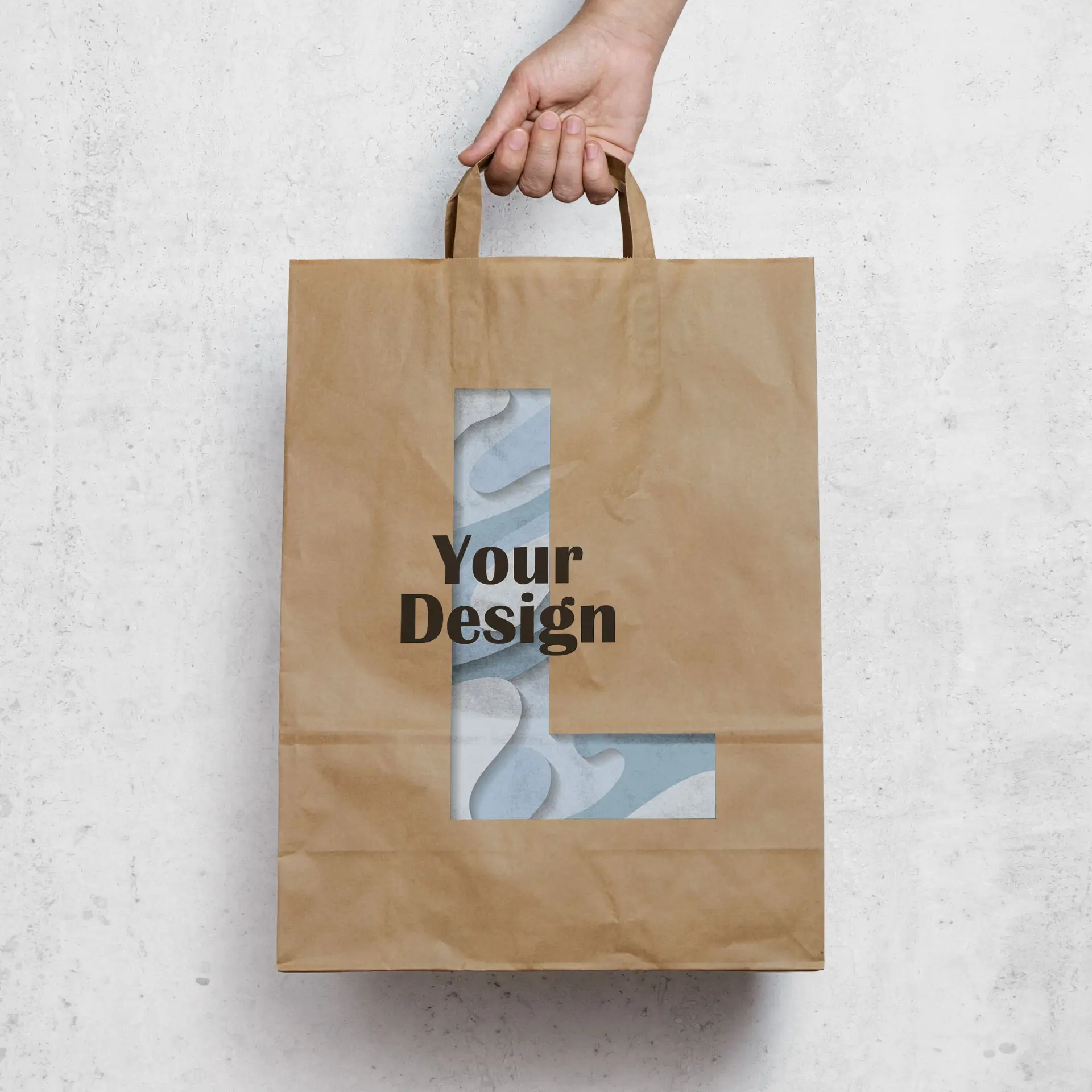 Print paper carrier bags, brown, L - 26 x 12 x 35 cm