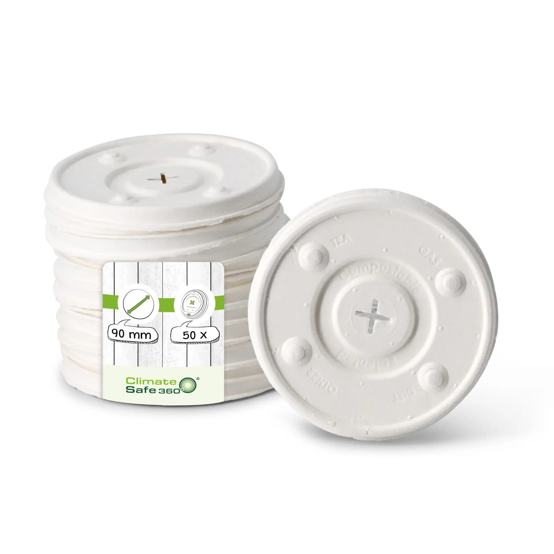Cardboard-flat lids  Ø 90 mm, white, straw hole