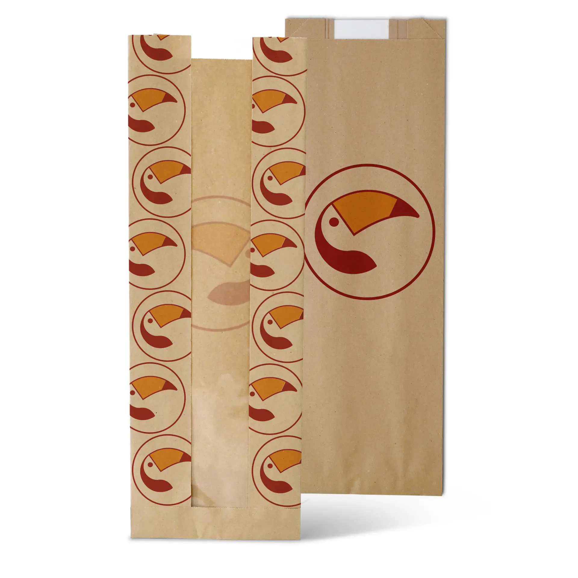 Printed paper bag with window, size M ✔️ 14 × 7 × 41 cm, brown