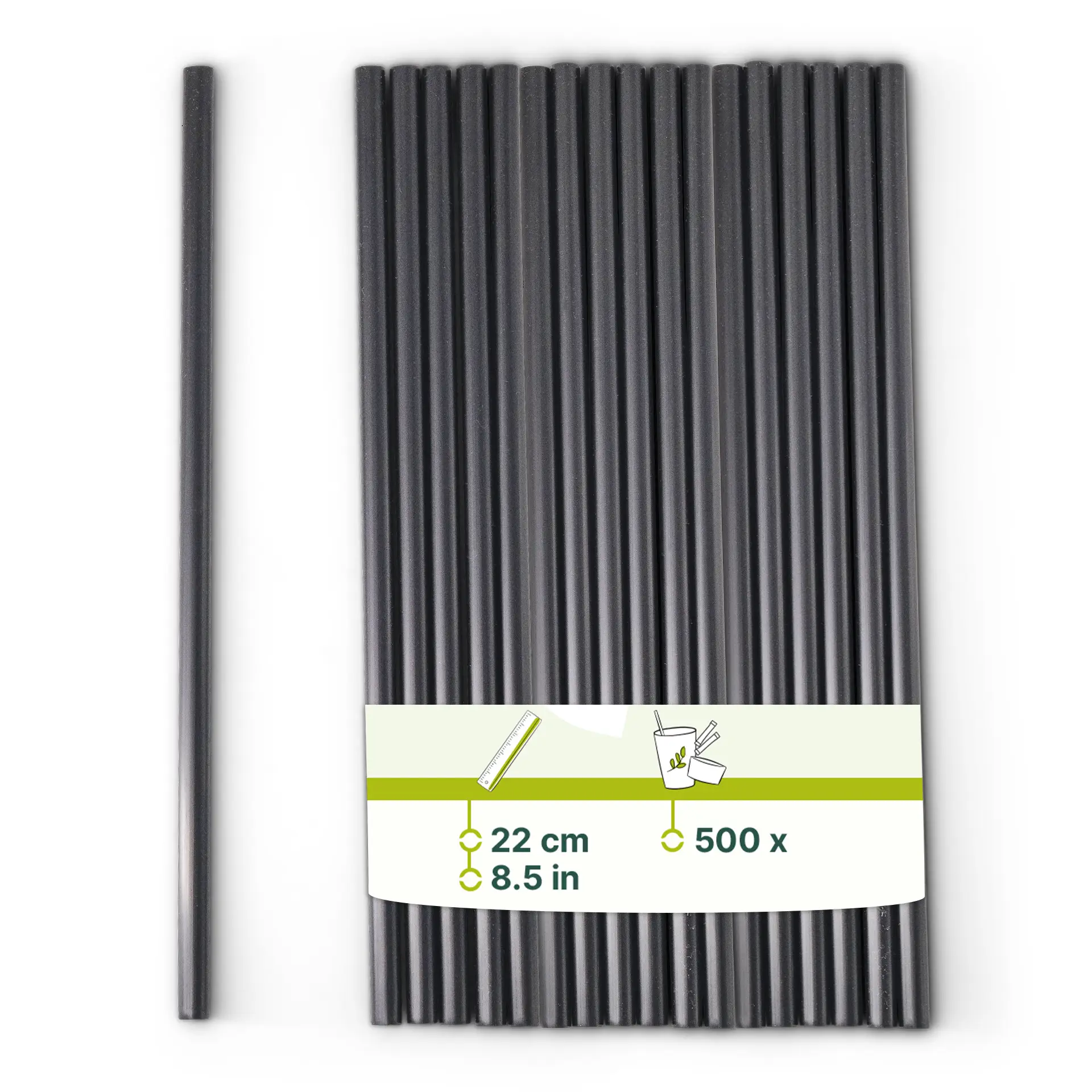 Reusable straws 22 cm, Ø 0.7 cm, black