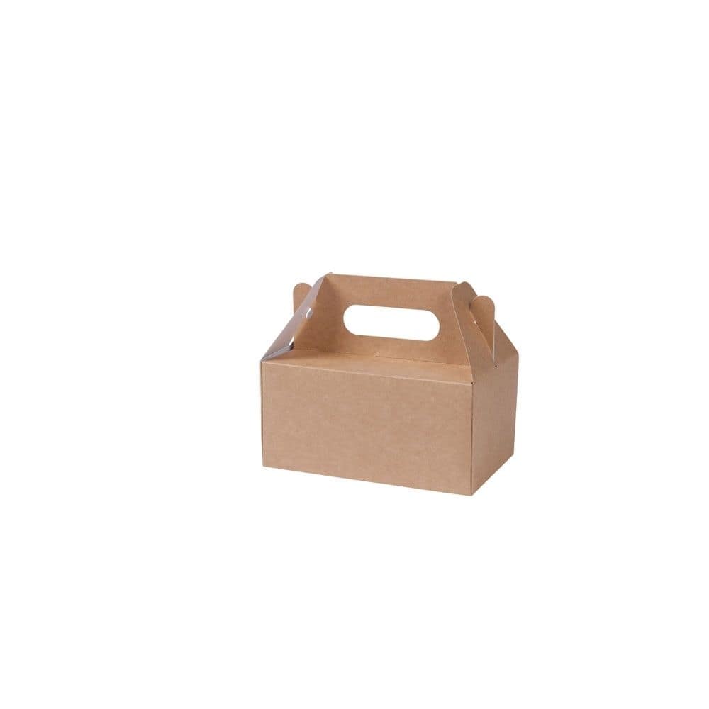 Karton-Gebäckboxen mit Griff S, 18 x 11 x 9 cm, braun, faltbar
