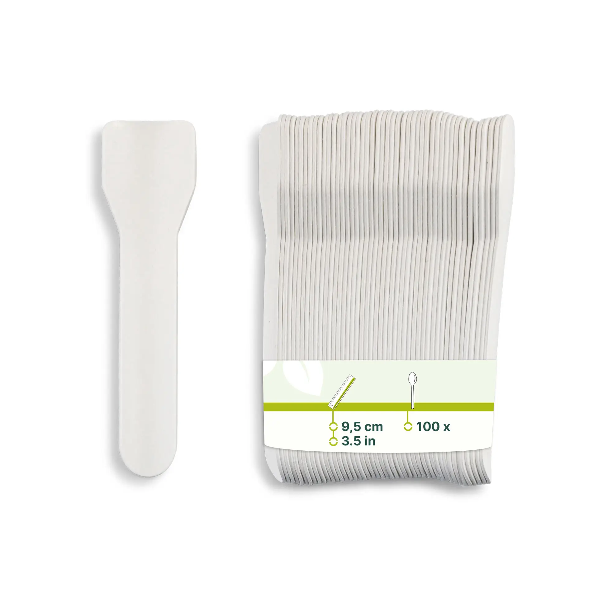 Paper Ice Cream Spoon, 9.5 cm, white