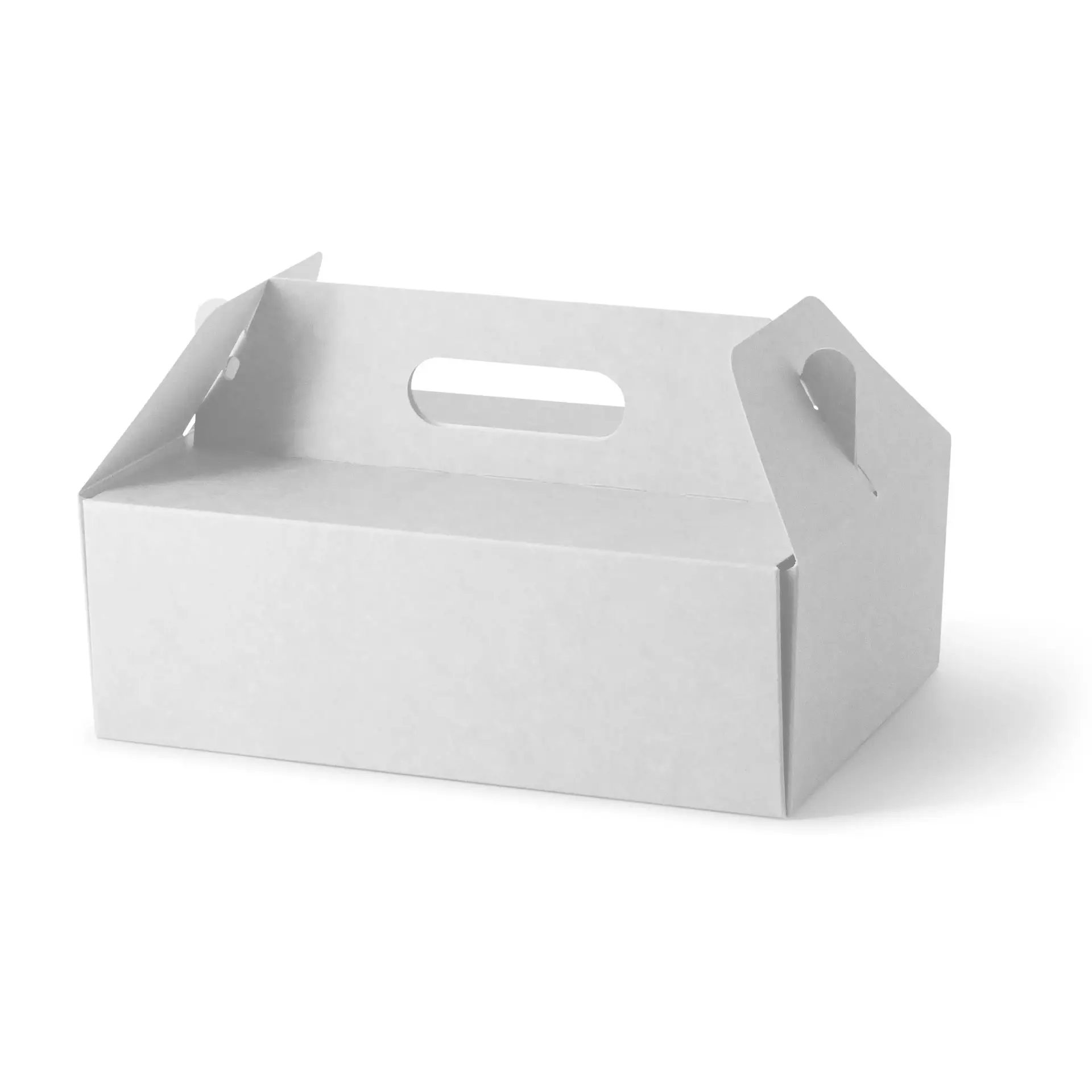 Cardboard-pastry boxes with handle L, 26 x 17 x 9 cm, white, foldable