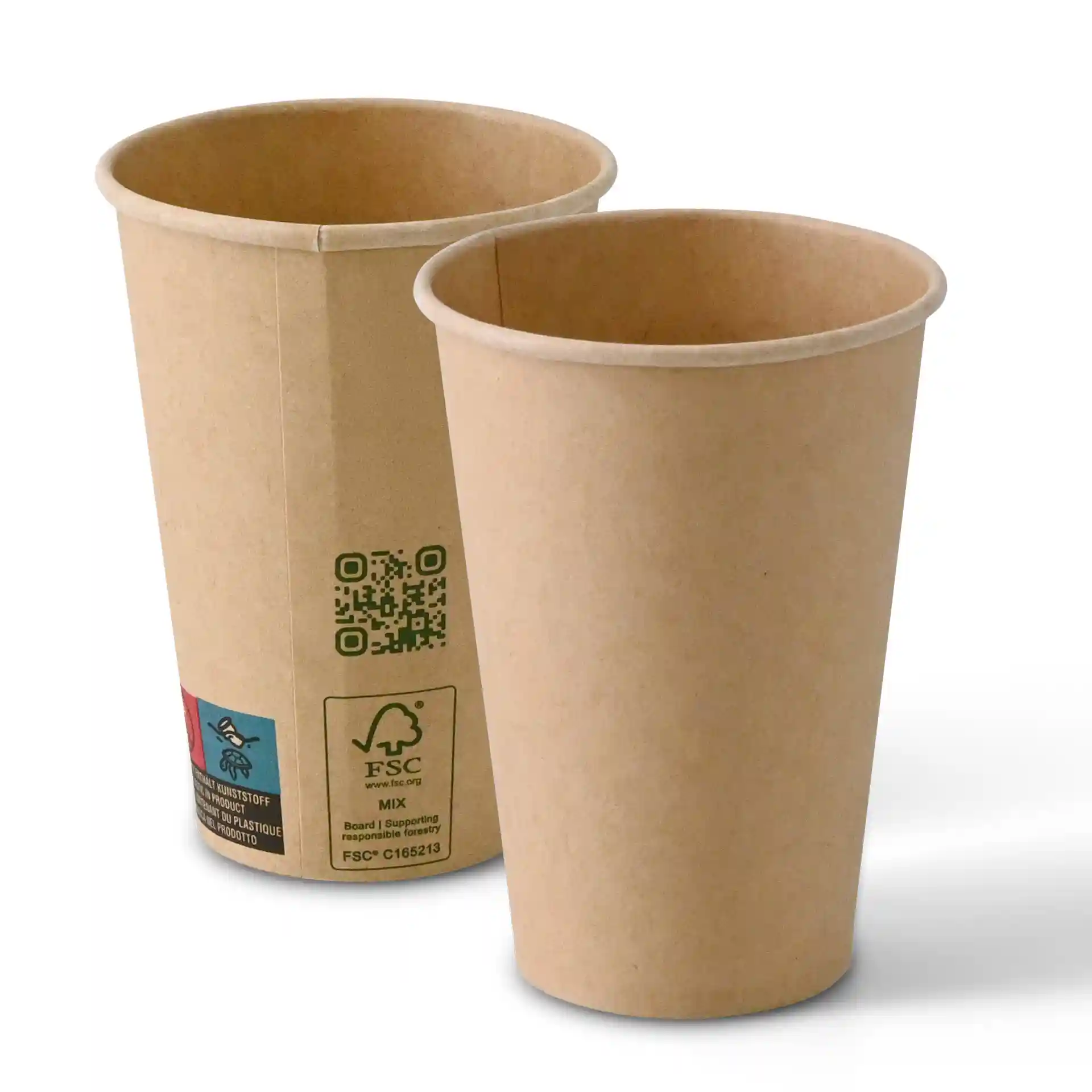 Brown single wall vending cups, 180 ml capacity, with a diameter of 70 mm and height of 98 mm.
