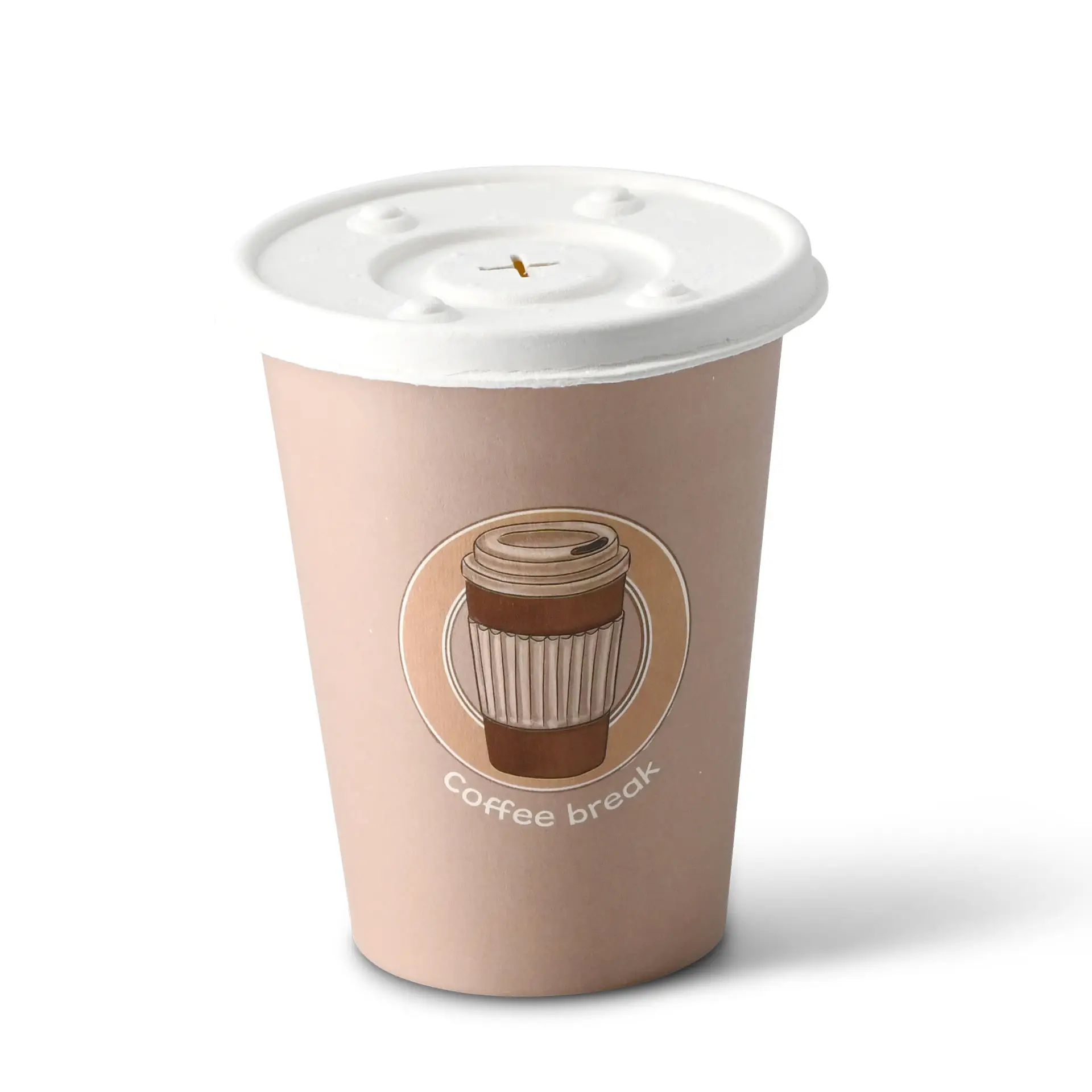 12 oz Paper cup printed with "Coffeebreak", Ø 80 mm, white