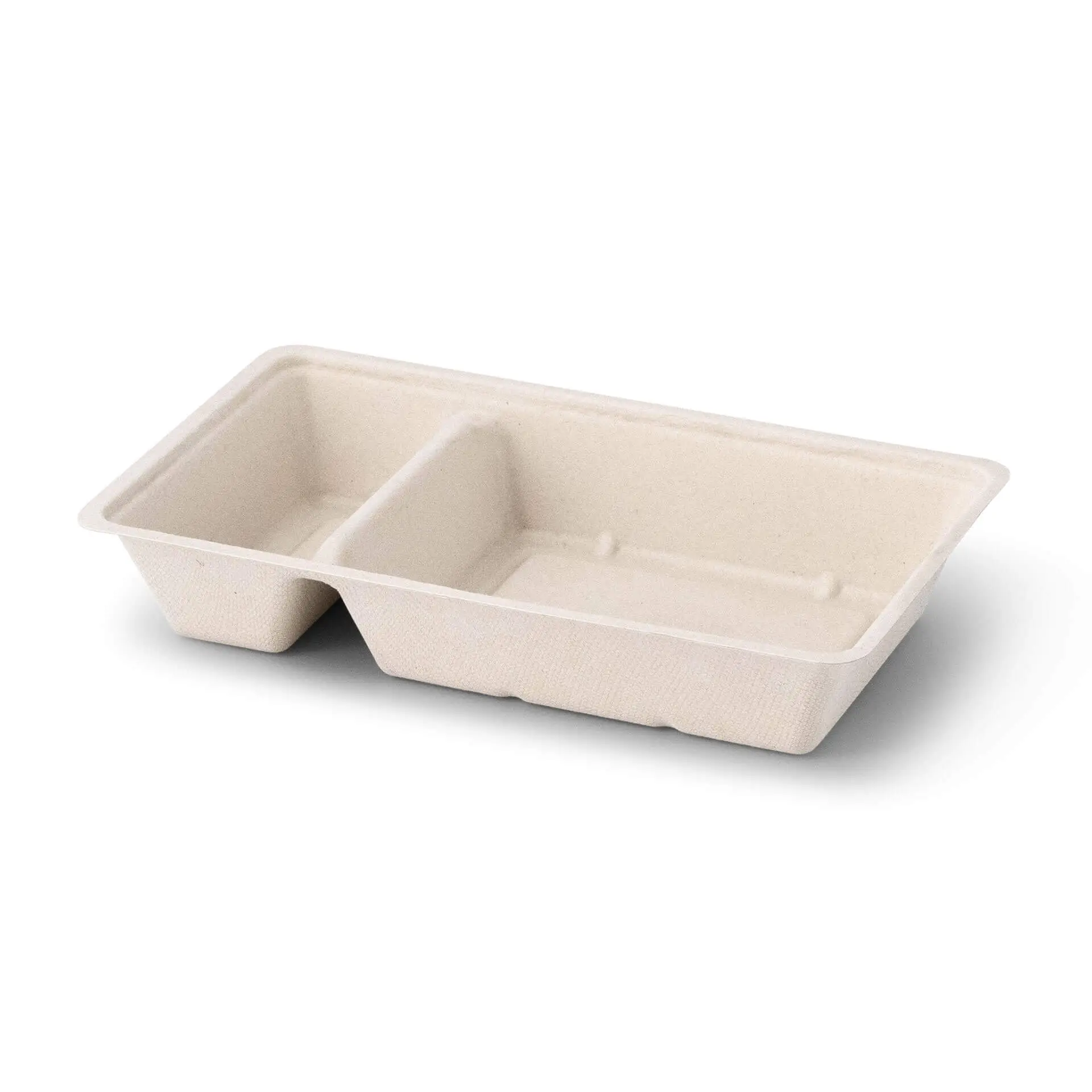 Sugarcane chip tray, 2 compartments, 12 x 20 x 3,5 cm