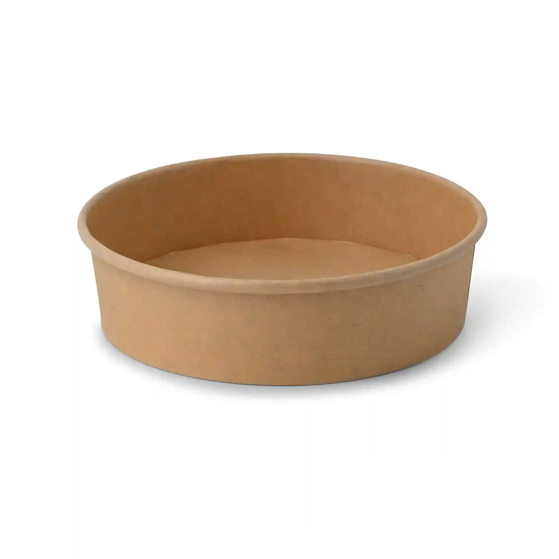 Round brown cardboard bowl with a diameter of 185 mm and a height of 49 mm, designed for a volume of 700 ml.