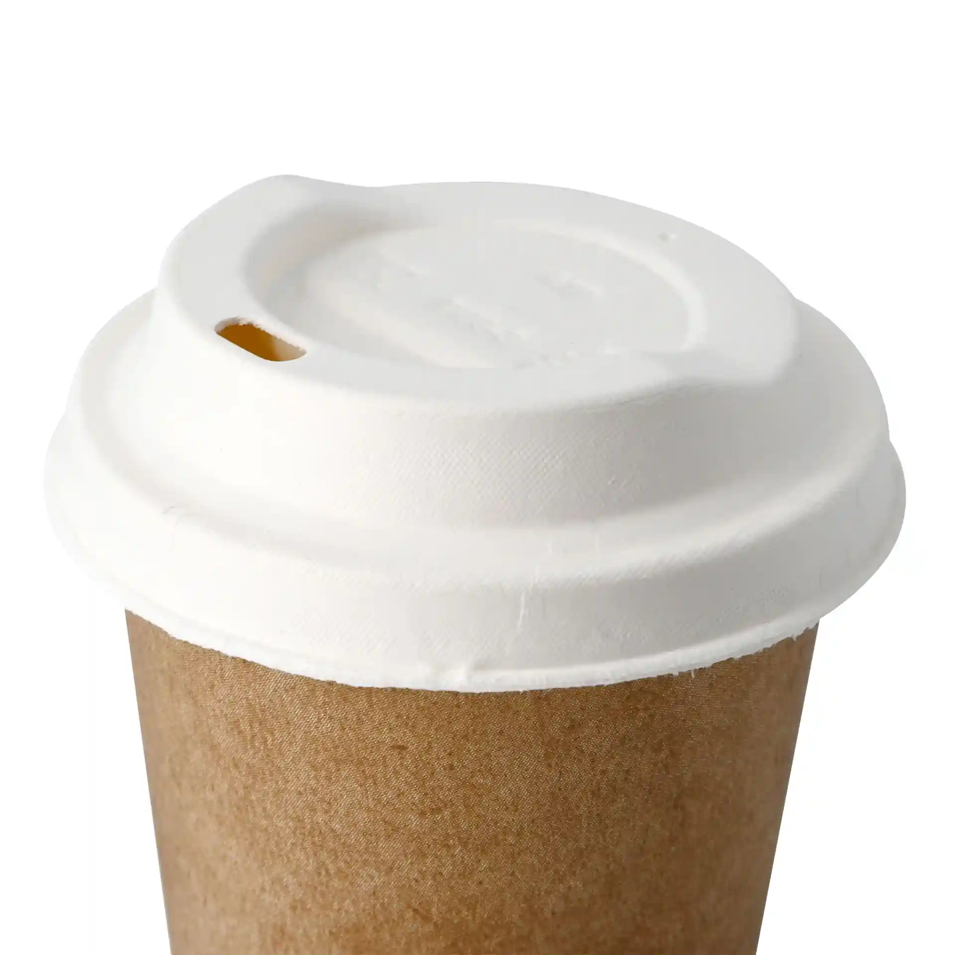 White paper lid with a drinking opening, designed for cups with a diameter of 80 mm.