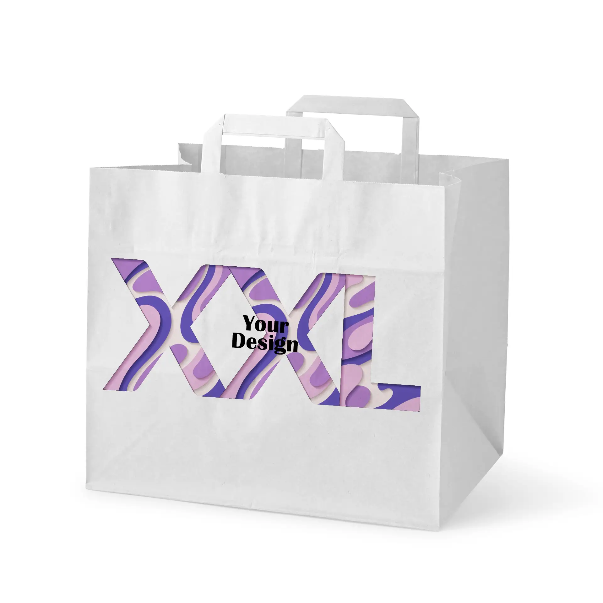 Print paper carrier bags, white, XXL - 32 x 22 x 27 cm