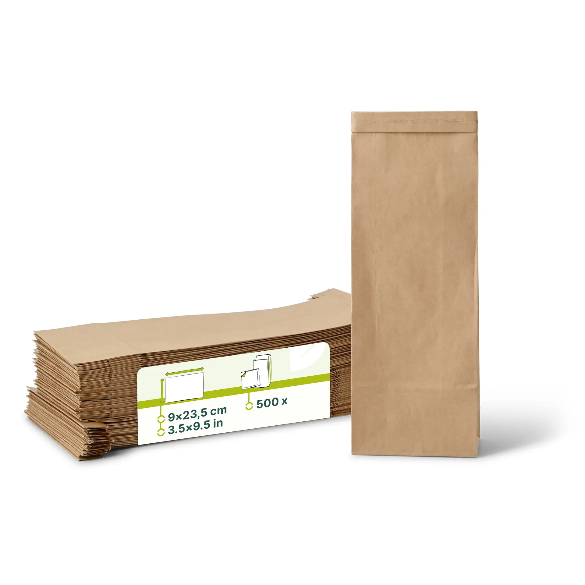 Block bottom bags S, 9 x 4.5 x 23.5 cm, PP-foil, brown, tin tie, kraft paper Block bottom bags S, 9 x 4.5 x 23.5 cm, PP-foil, brown, tin tie, kraft paper