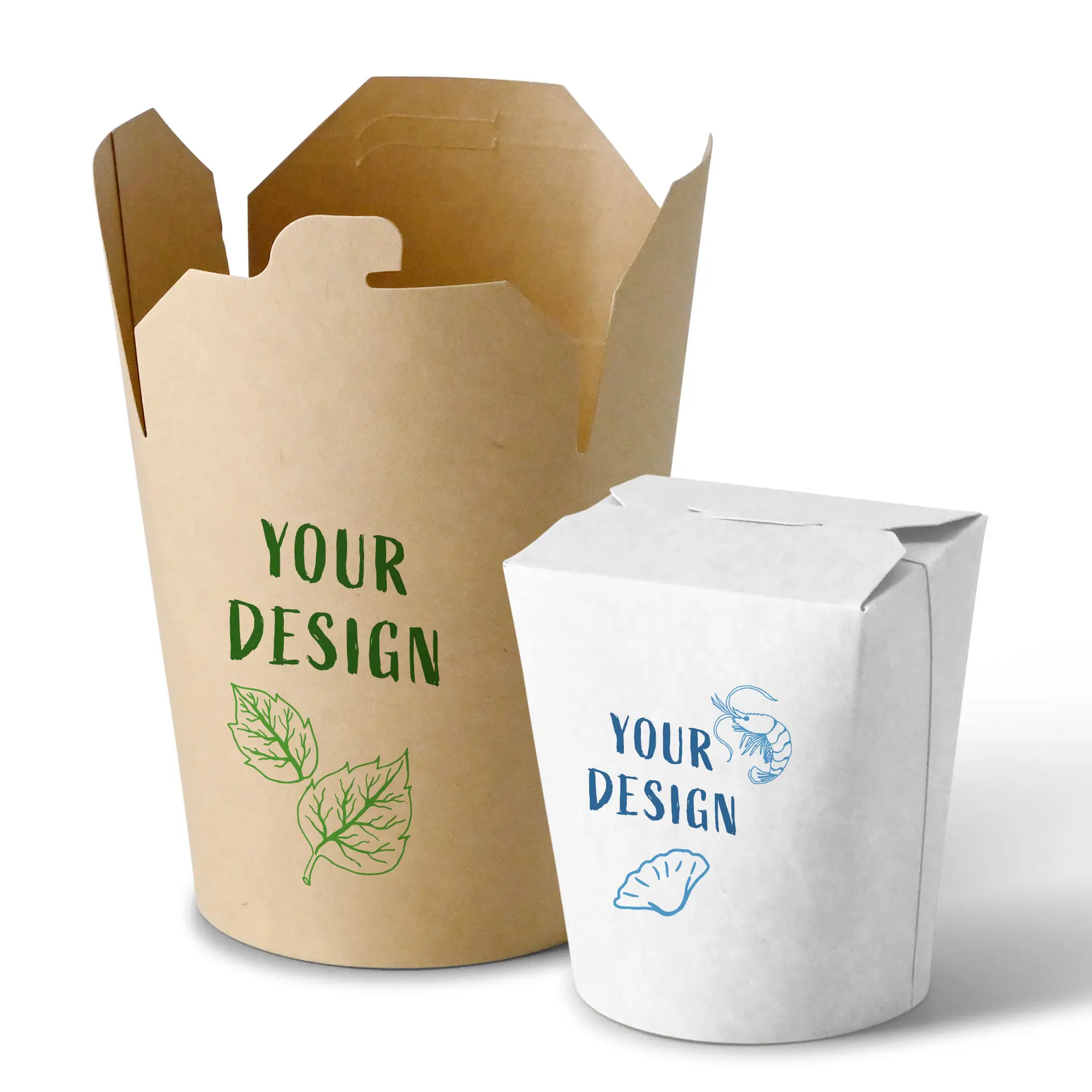 Printed noodle box, 400 ml, white, PE-coated