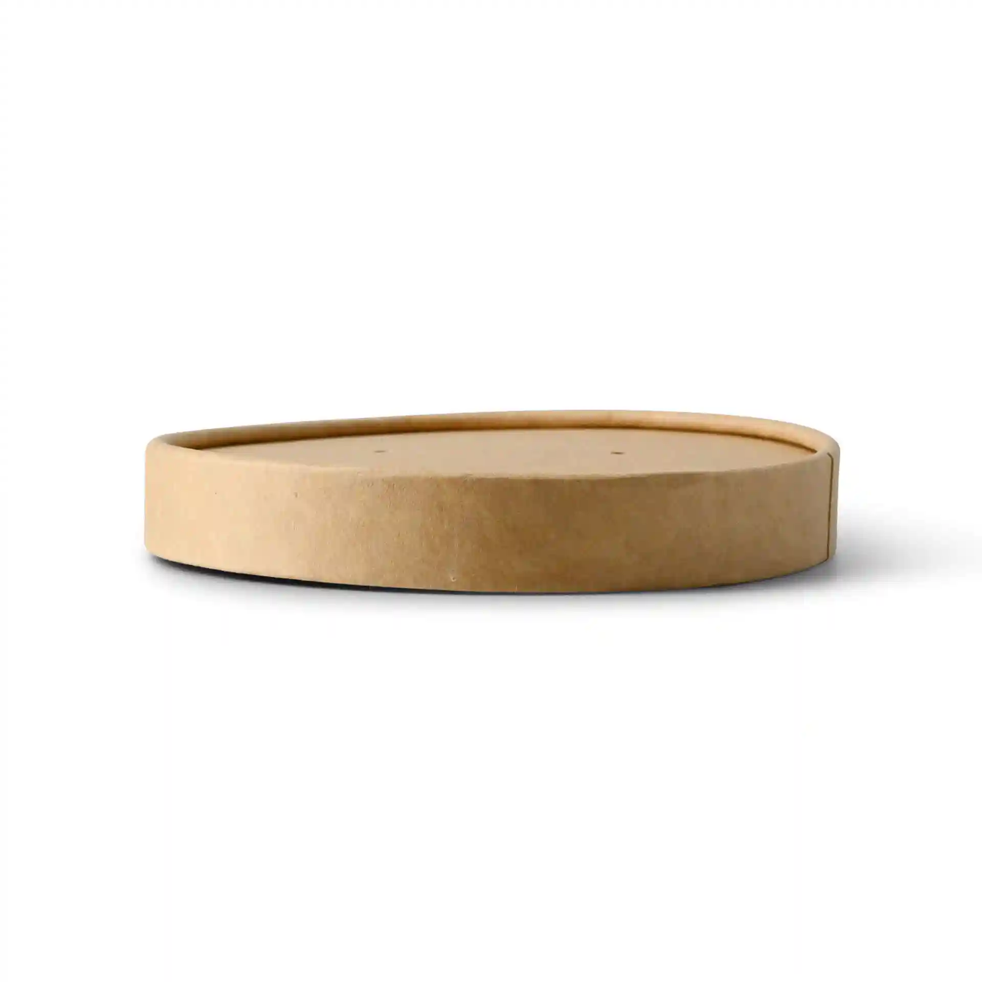 Brown cardboard membrane lid, round shape, 100 mm diameter, with a height of 17 mm.