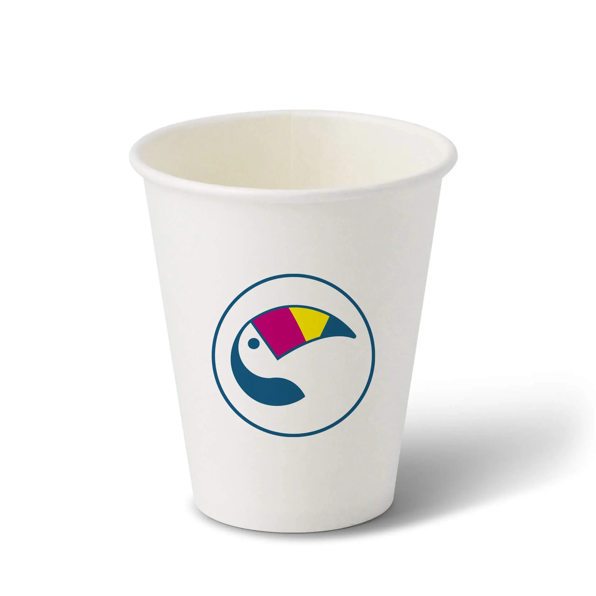 Paper cups with logo (single-wall), 250 ml / 10 oz, white, PLA coated