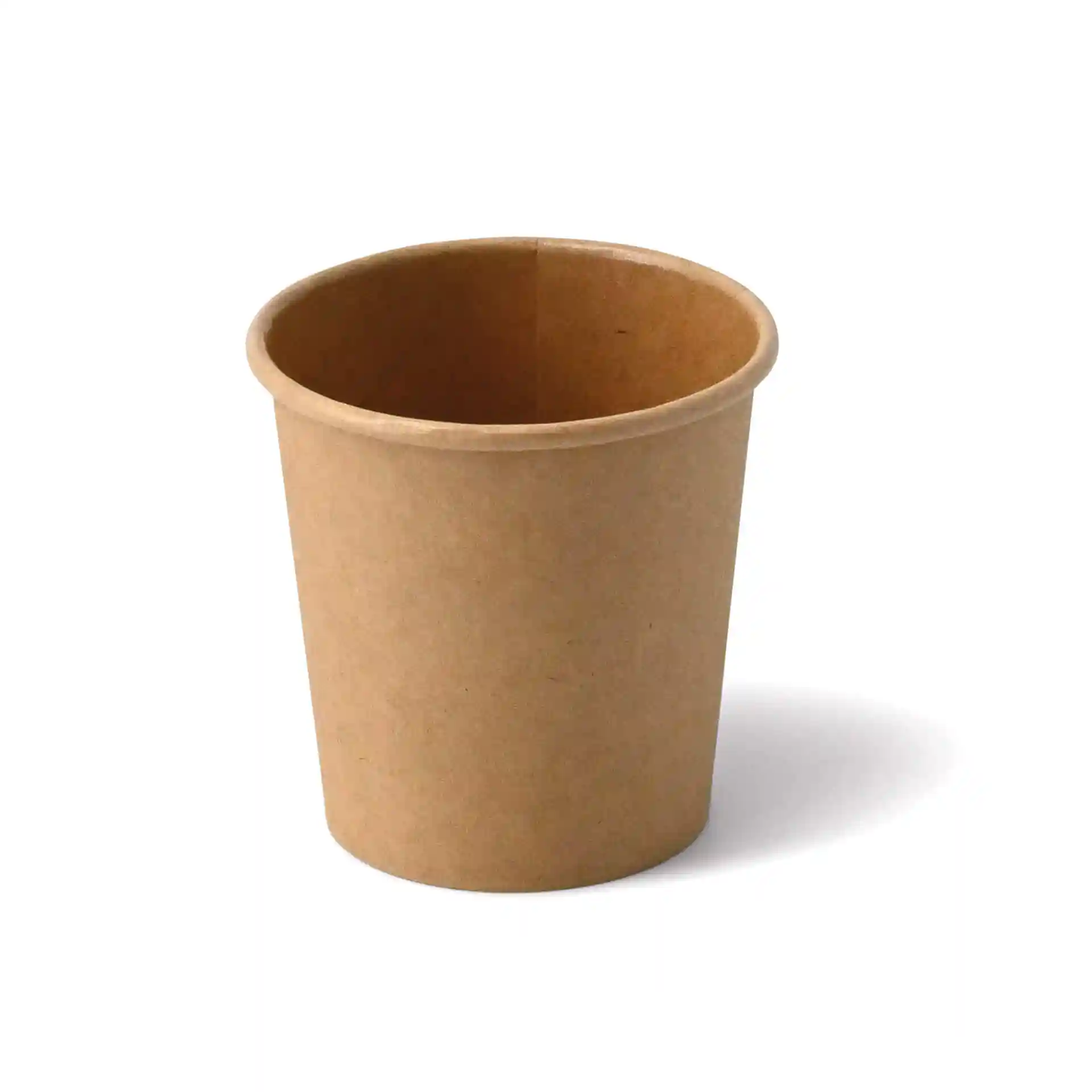 Brown cardboard cup with a round shape, 4 oz capacity, and a height of 60 mm.