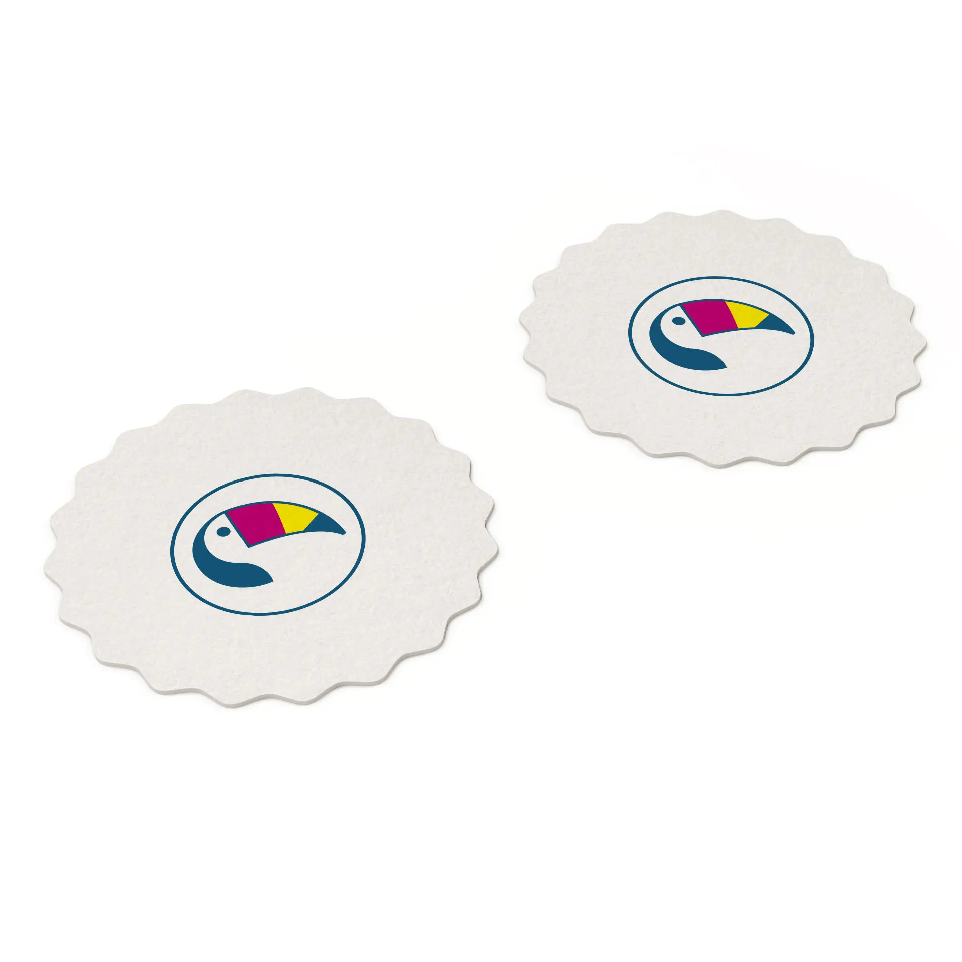 Printed beer coasters / drink coasters, 10 x 10 cm, bottle cap shape