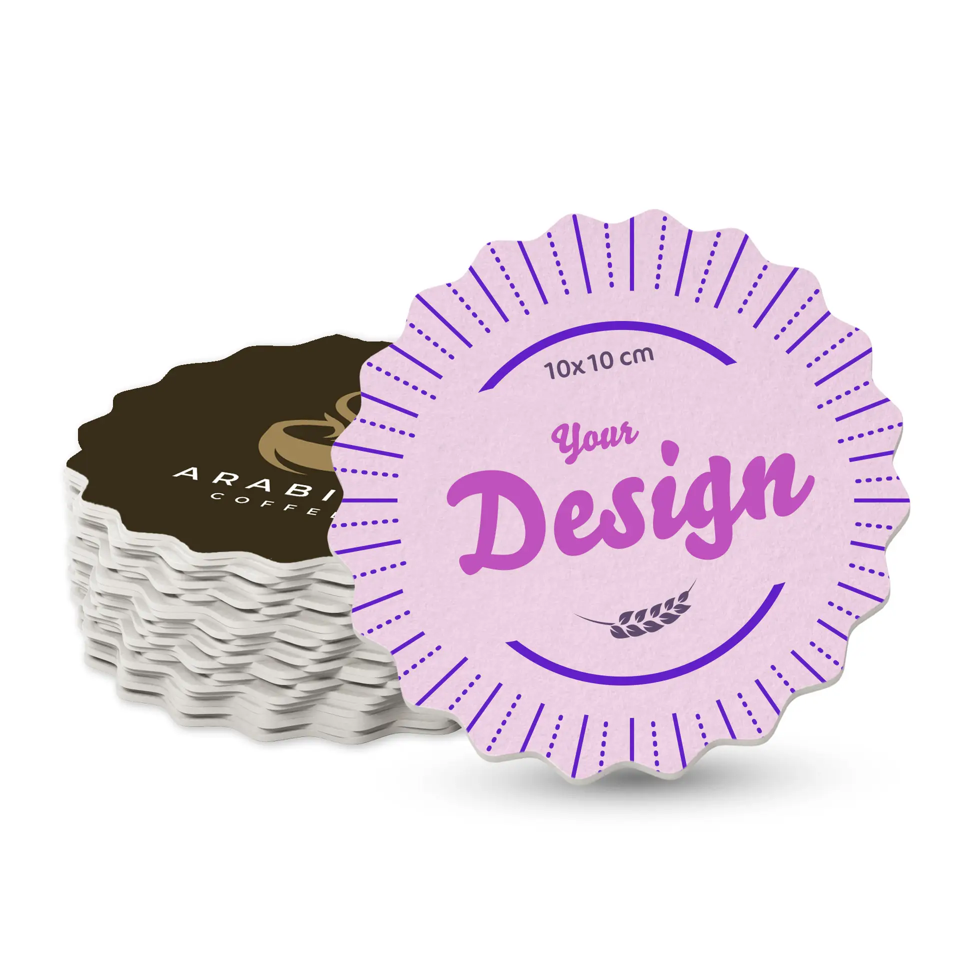 Two bottle cap-shaped printed beer coasters featuring a colorful toucan design on a white background.