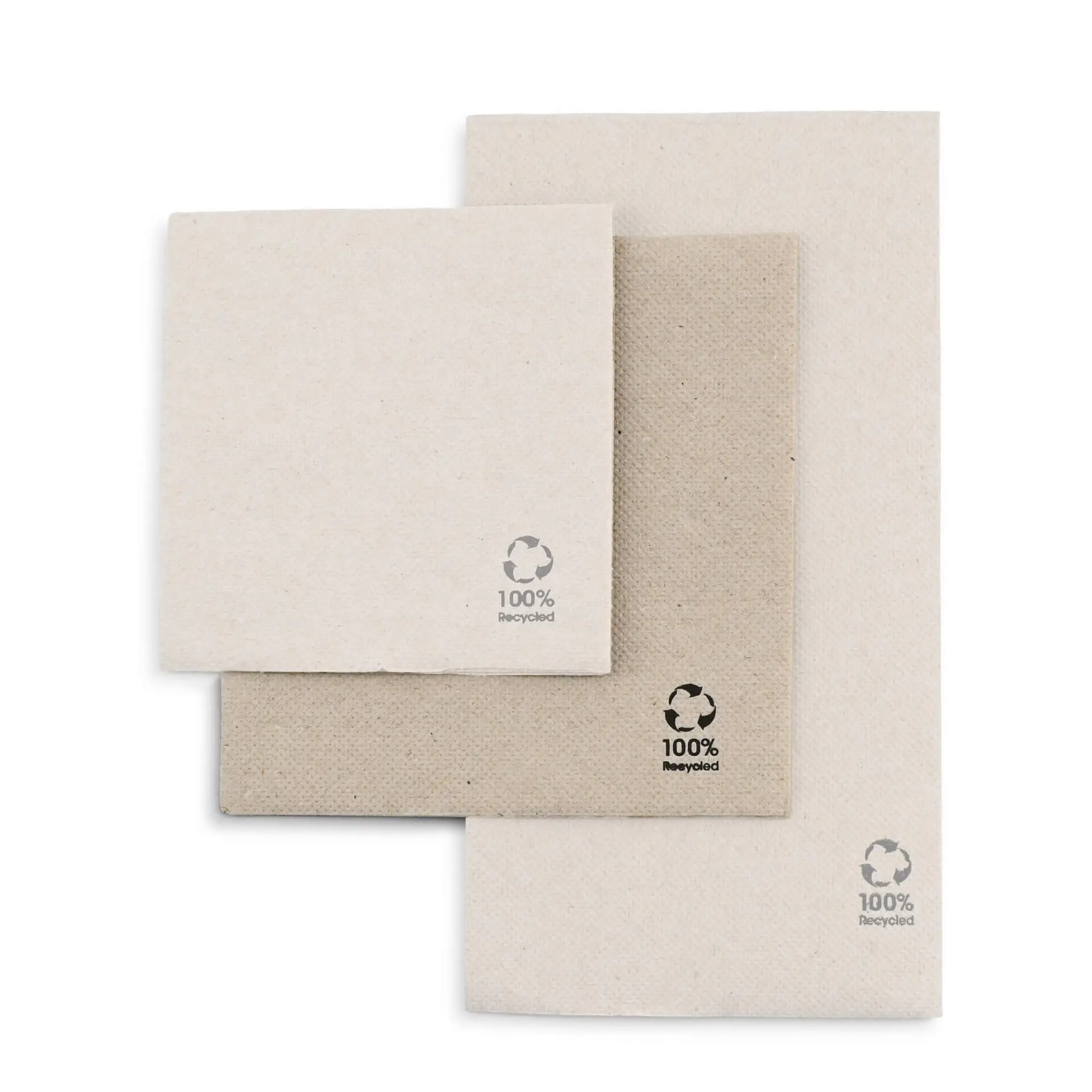 Recycled paper napkins (Premium) 25 x 25 cm, 2-ply, 1/4 fold