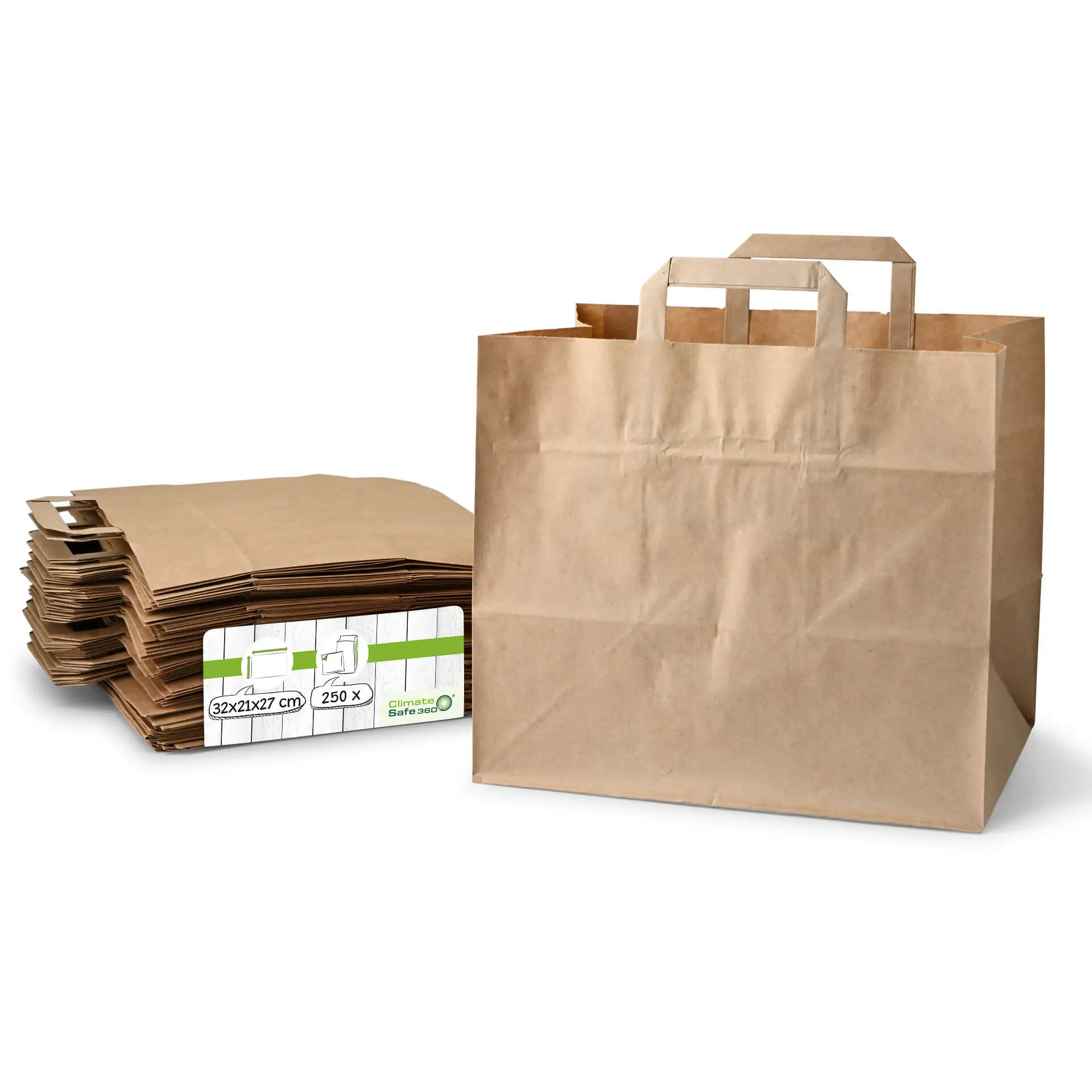 Recycling paper-carrier bags XXL, 32 x 21 x 27 cm, kraft