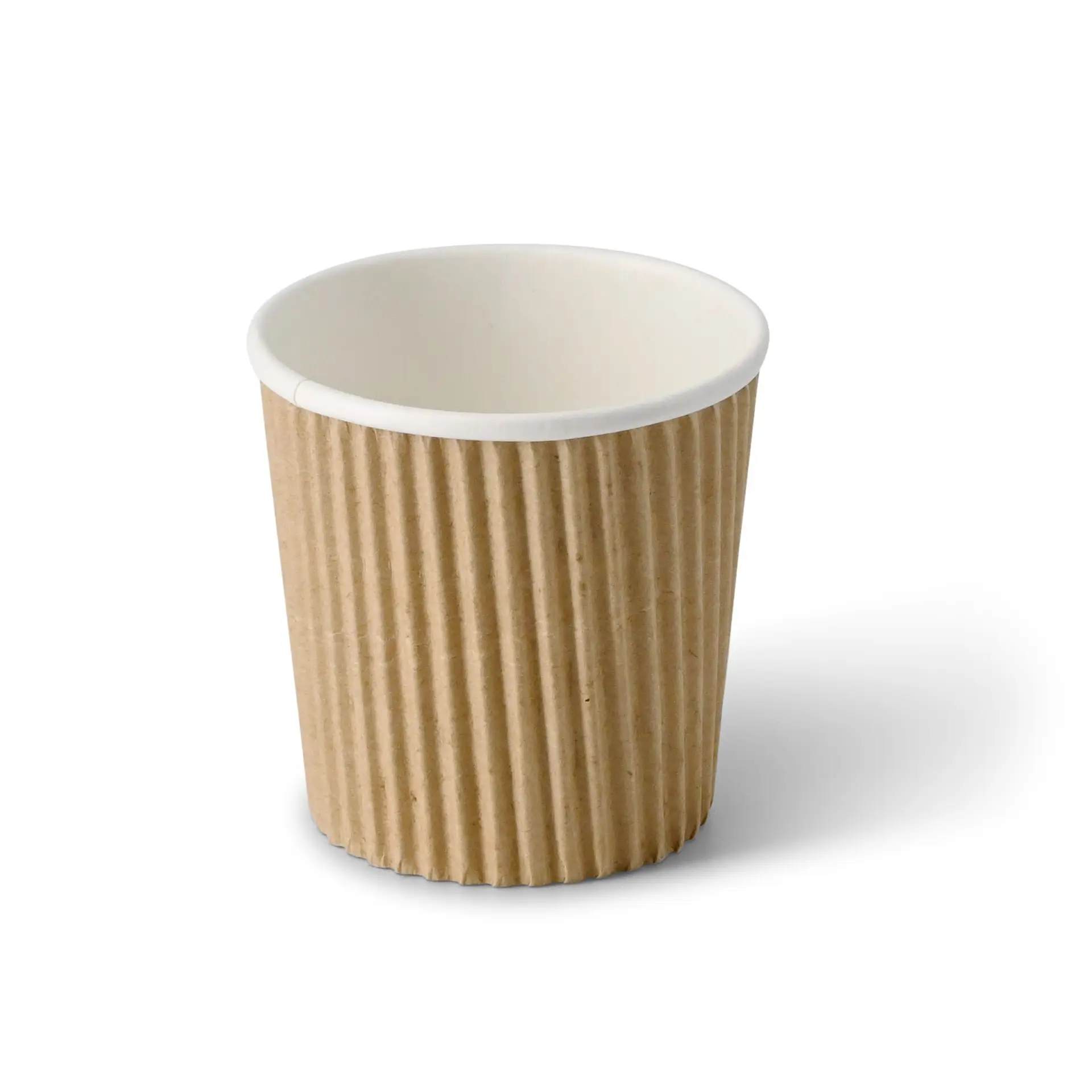 4 oz Takeaway coffee cups / Ripple cups, Ø 62 mm, kraft dhd049021-riffelbecher-coffee-to-go-becher-100-ml-4-oz-62-mm-braun-innen-weiss-1