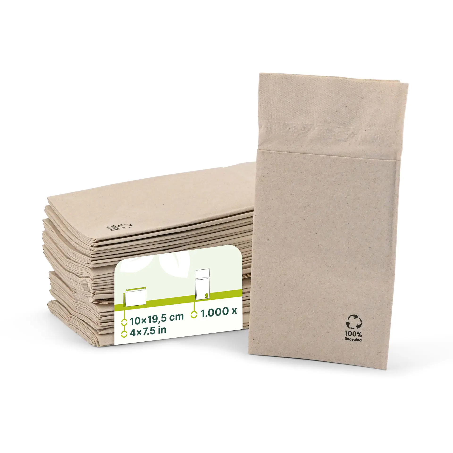 Cutlery pouches recycled paper 10 x 19.5 cm, 2-ply, unbleached Cutlery pouches recycled paper 10 x 19.5 cm, 2-ply, unbleached