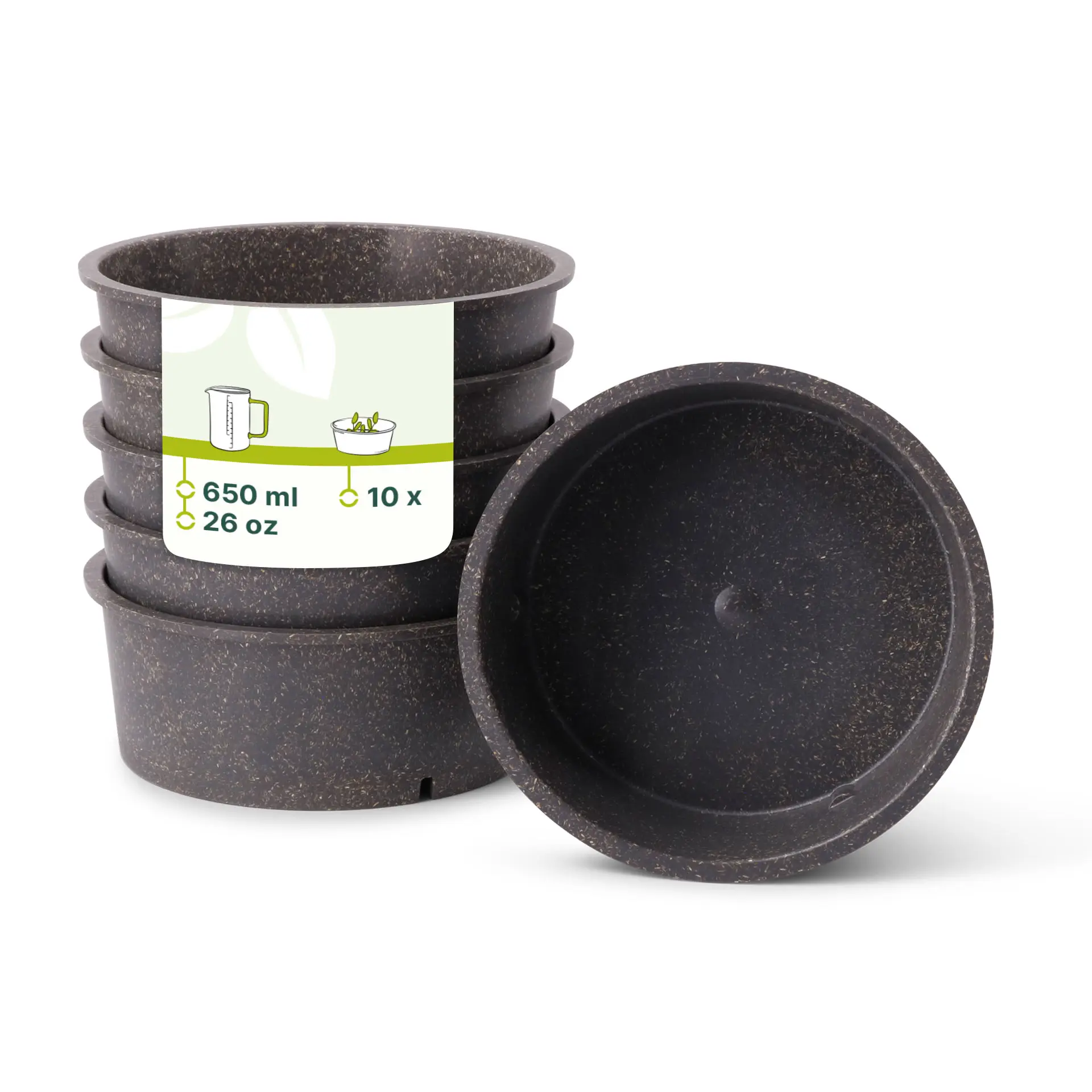 Reusable bowls "merways Bowl" 650 ml, Ø 150 mm, pepper / grey Reusable bowls "merways Bowl" 650 ml, Ø 150 mm, pepper / grey