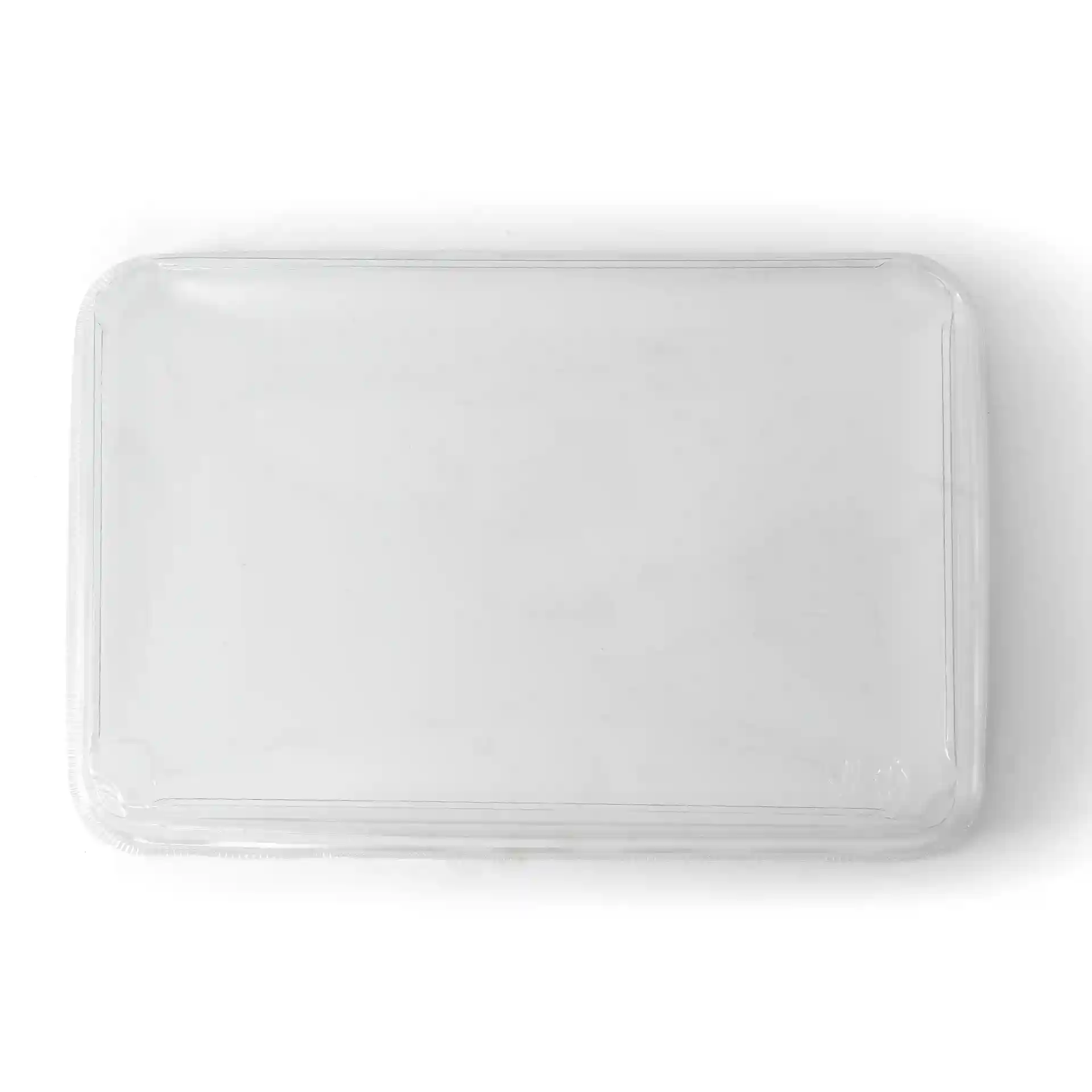 Transparent PET lid for sushi boxes, measuring 25.5 x 18 x 3 cm, with a height of 3.5 cm.
