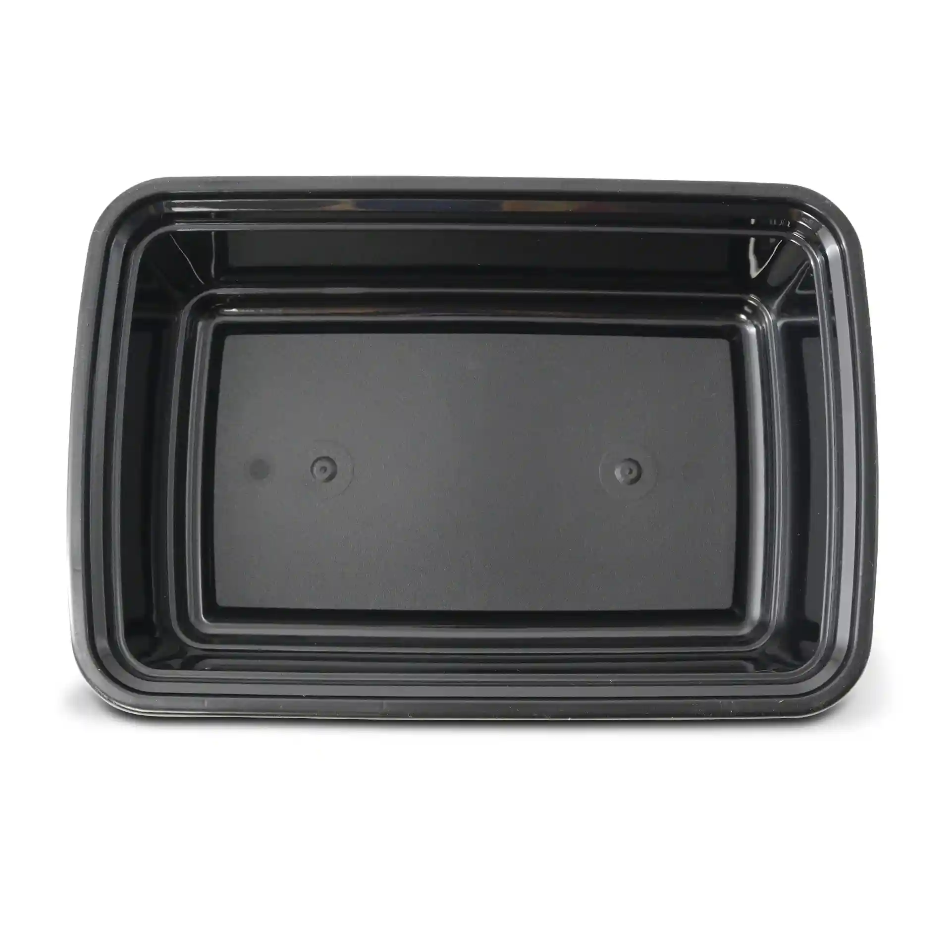 Black rectangular reusable container with a 700 ml capacity, measuring 185 mm long and 124 mm wide.