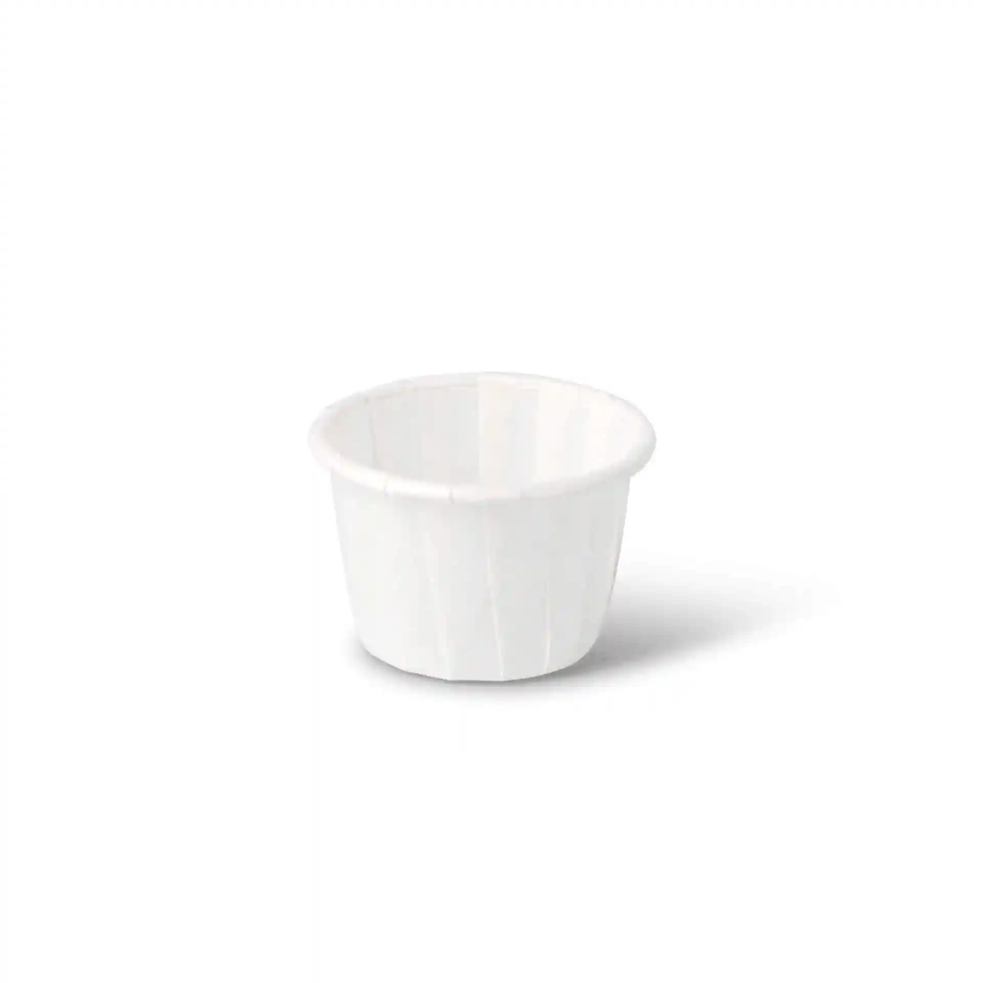 White paper cup with a height of 30 mm and a top diameter of 48 mm, holding 35 ml.