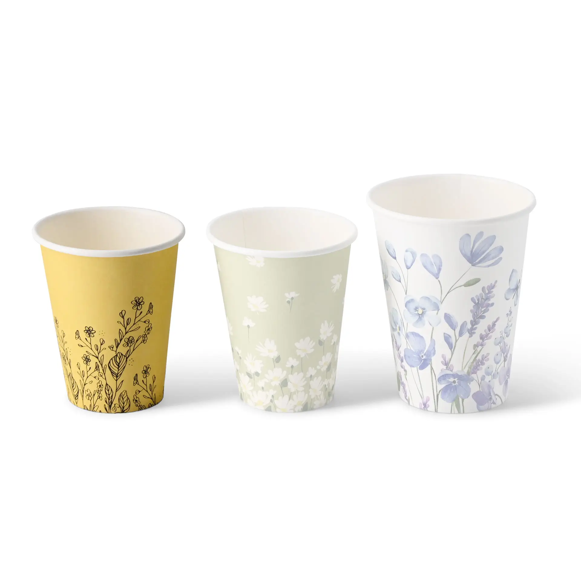 8 oz Paper cups spring 'Flowers' single wall, Ø 80 mm, yellow dhd041101-pappbecher-fruehling-blumen-200-ml-8-oz-80-mm-gelb-9