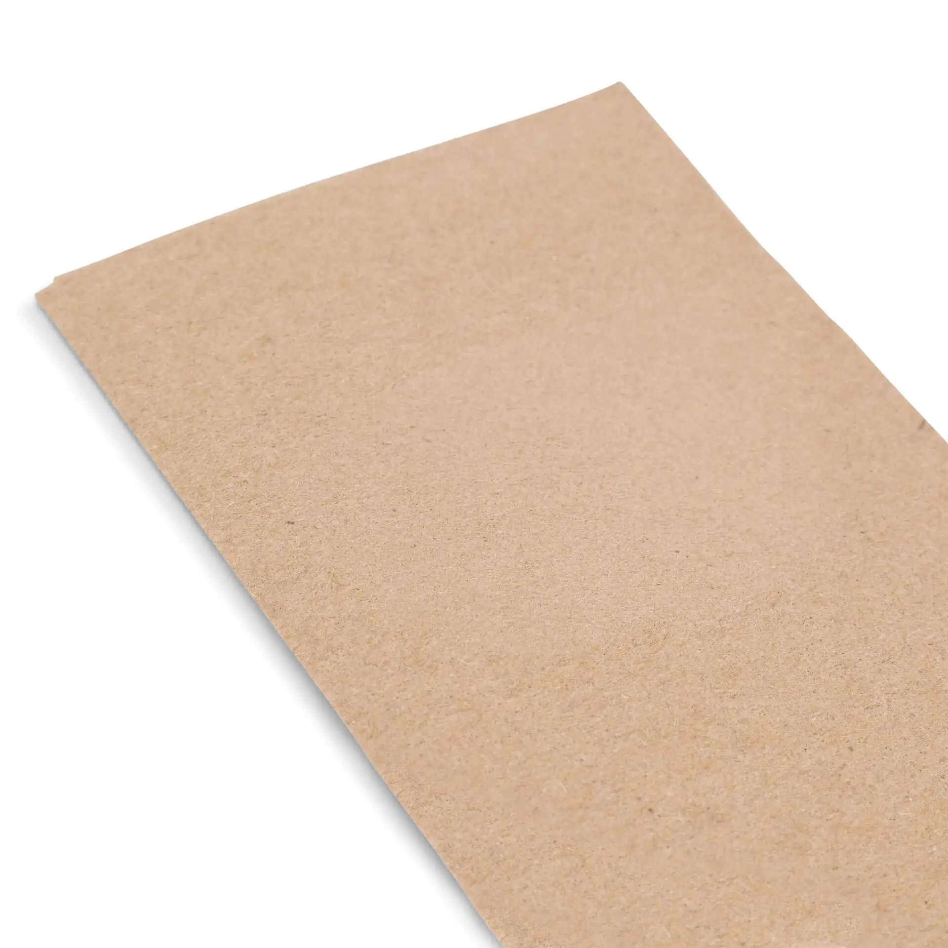 Rectangular unbleached recycled paper napkin with a green printed design featuring the text "Made by Nature".