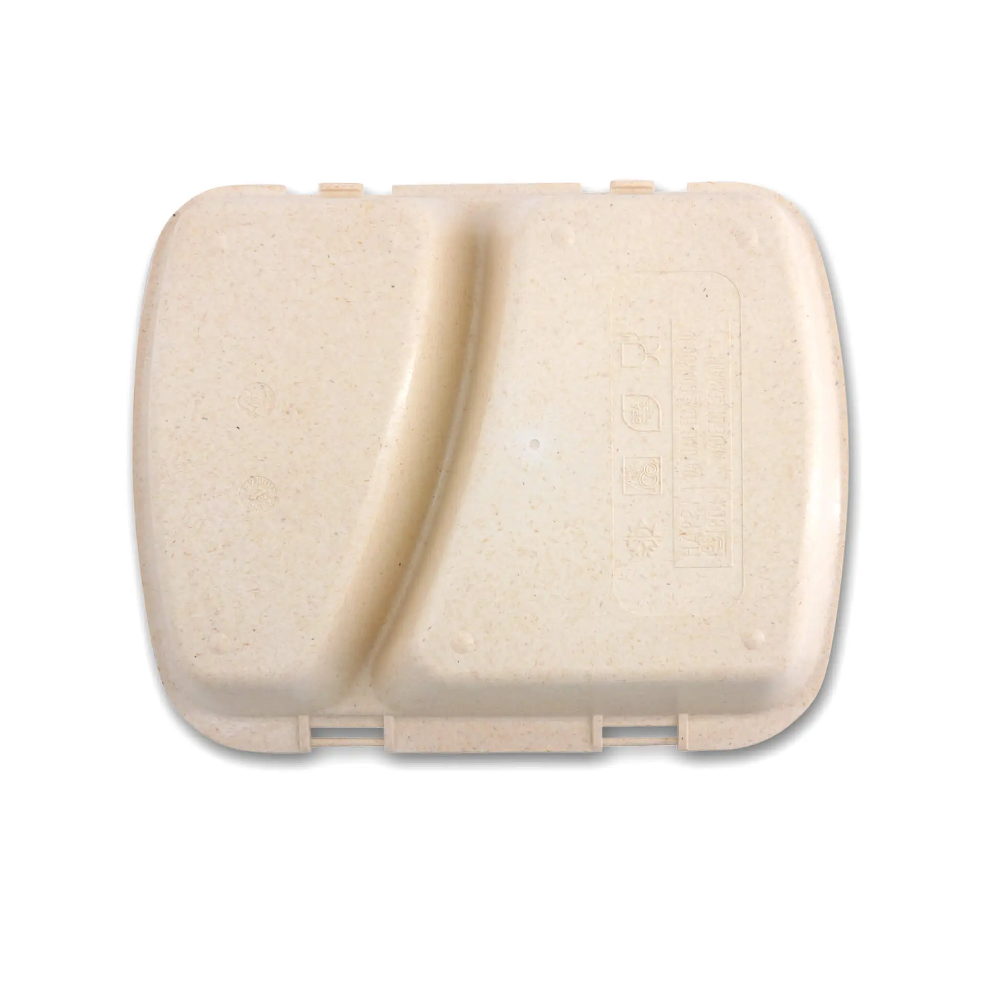 Reusable meal containers "merways Box" 24.5 x 20 x 4.5 cm, 2 compartments, HP4/2, cashew / creamy white dfc00843-mehrweg-menue-behaelter-merways-box-245-x-20-x-45-cm-2-kammern-hp42-cashew-creme-weiss-3